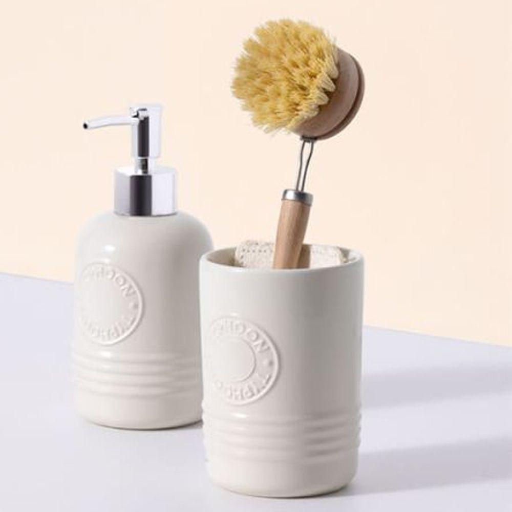 Set Dispensador Jabón y Vaso Living Cream-2