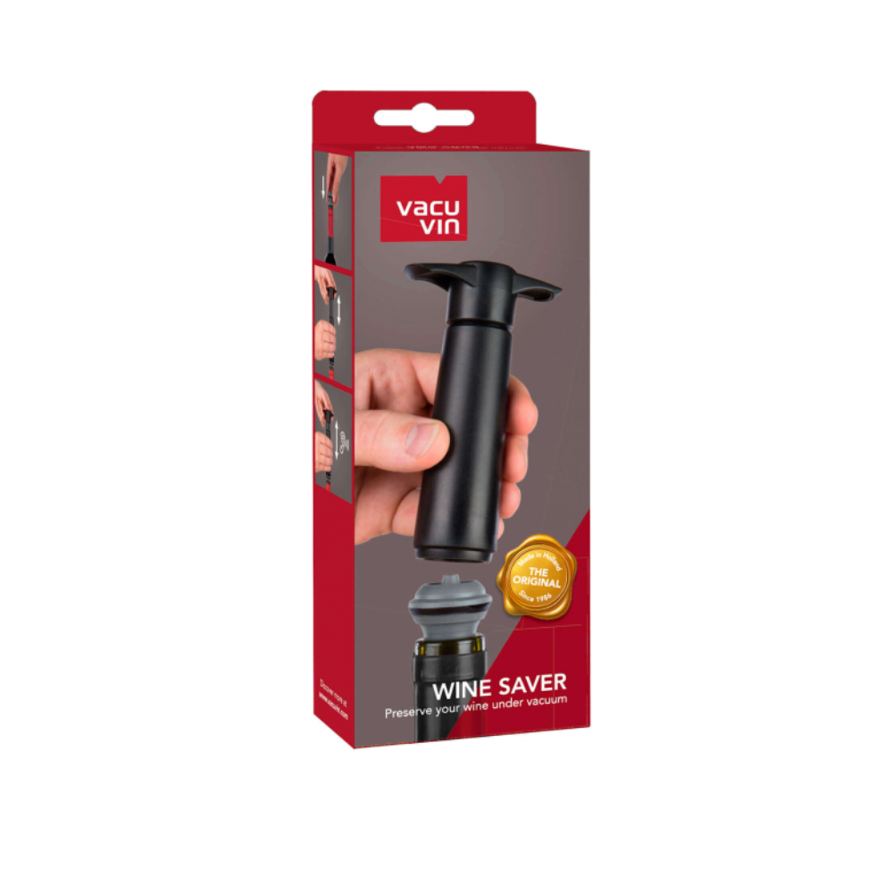 Set Bomba y 2 Tapones de Vacío para Vino Negro-2