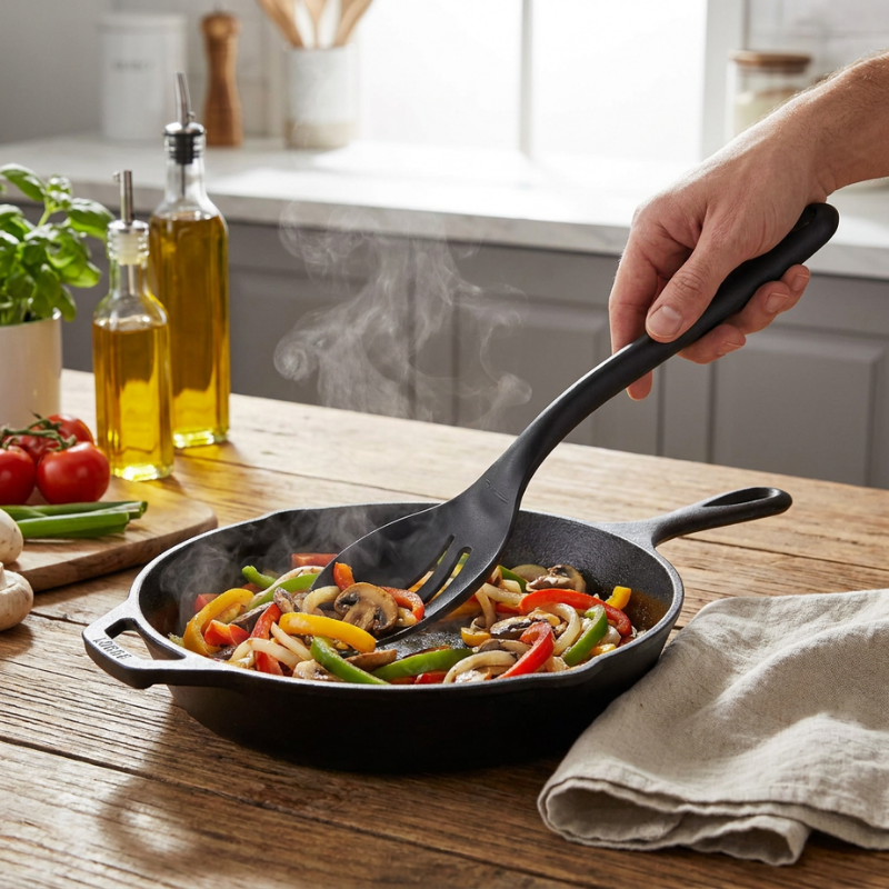 Cuchara de Cocina Ranurada Negro 35cms-2