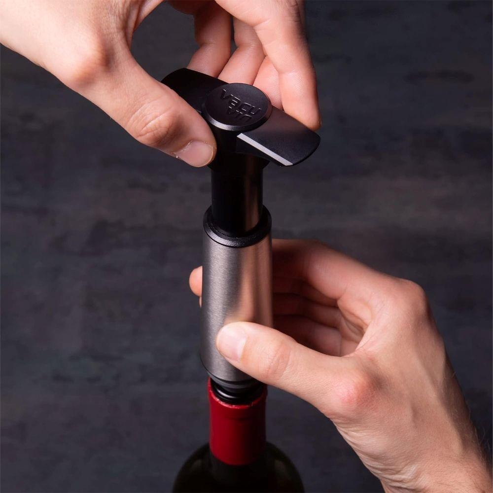 Set Bomba y 2 Tapones de Vac o para Vino Acero Inoxidable-3