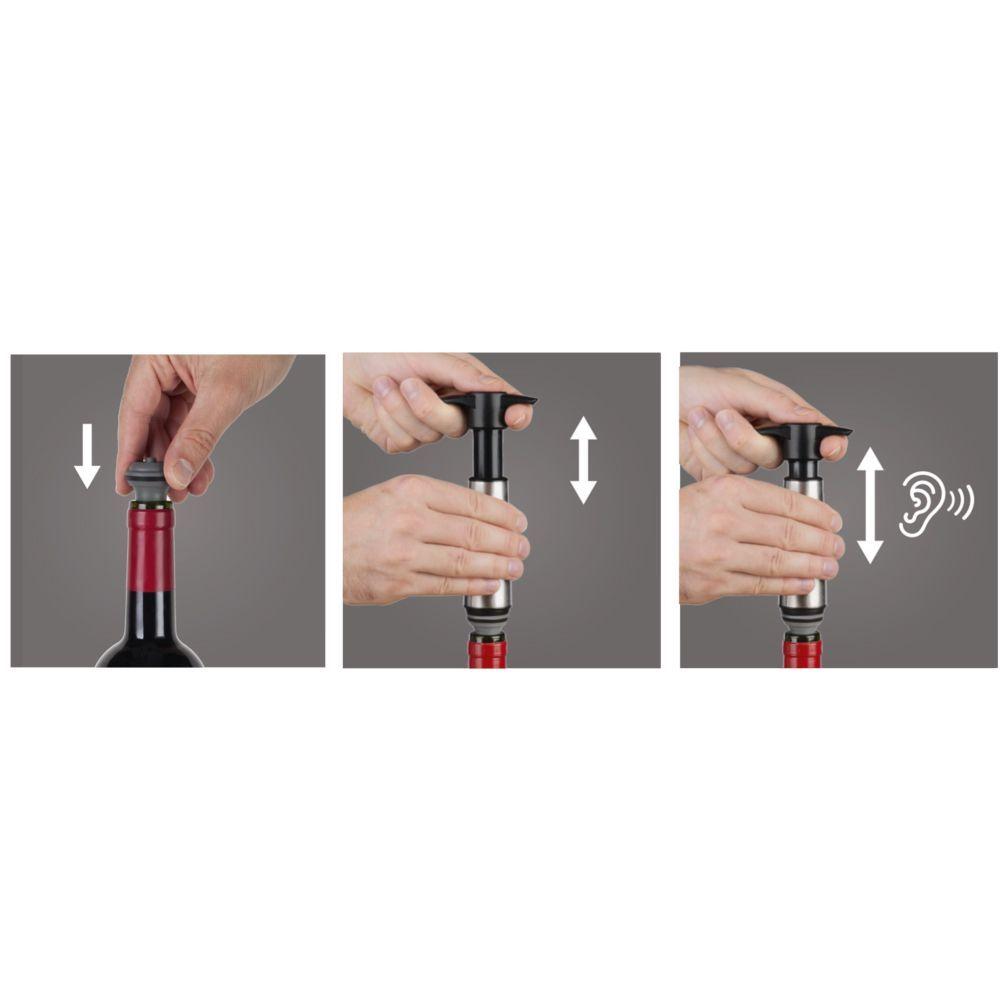 Set Bomba y 2 Tapones de Vac o para Vino Acero Inoxidable-4