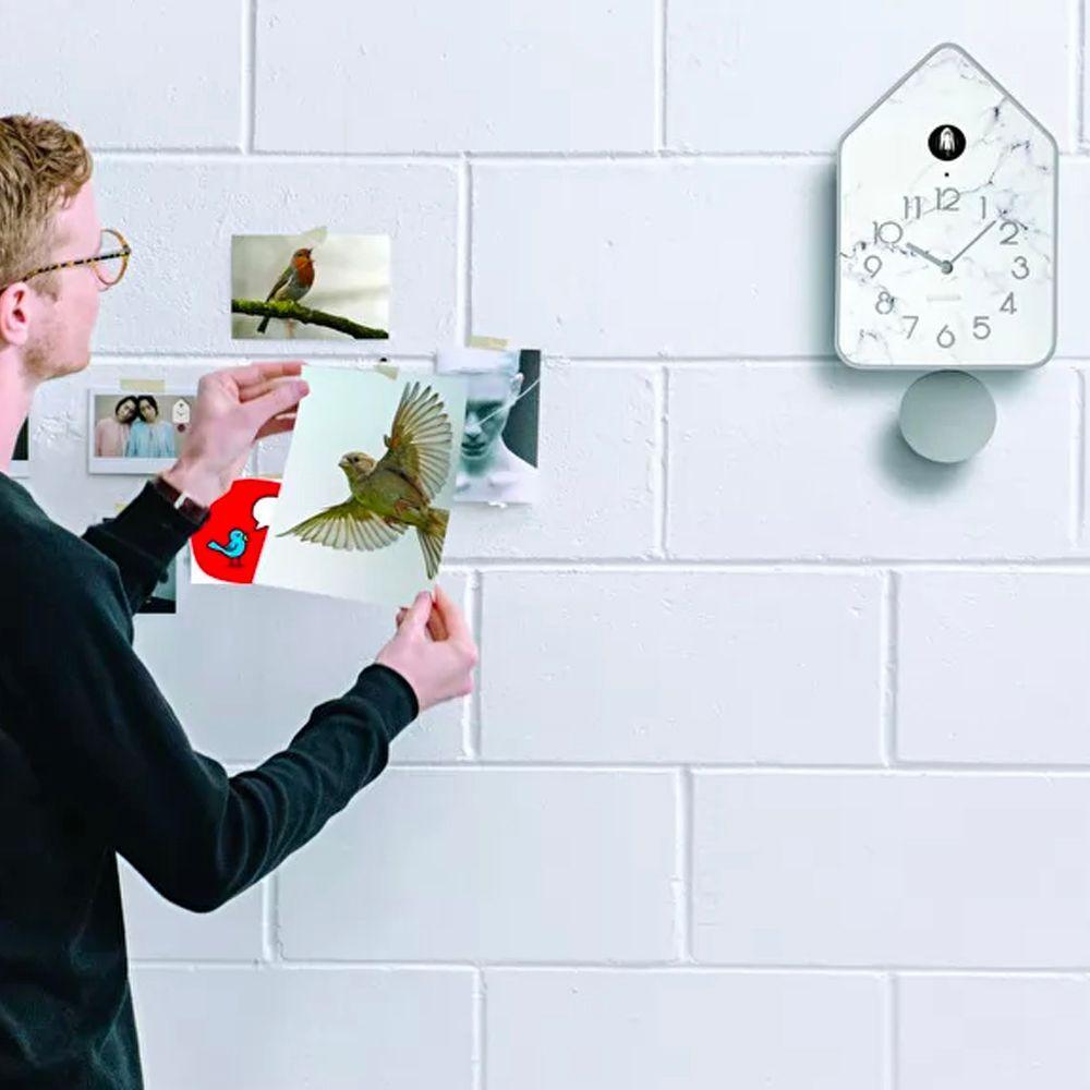 Reloj CuCkoo Mármol con Péndulo Gris Claro-2