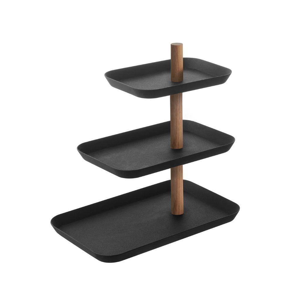 Soporte Accesorios 3 Bandejas Giratorias Negro-4