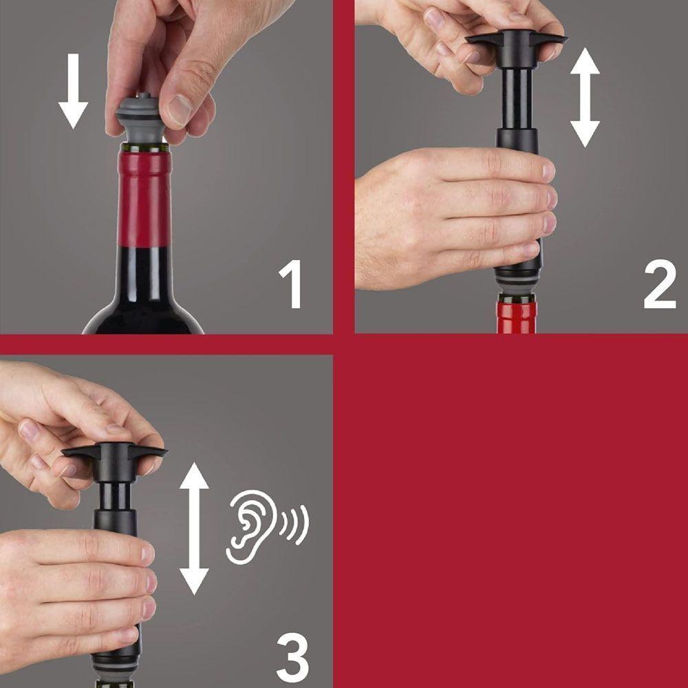 Bomba y Tapón de Vacío para Vino Negro-2