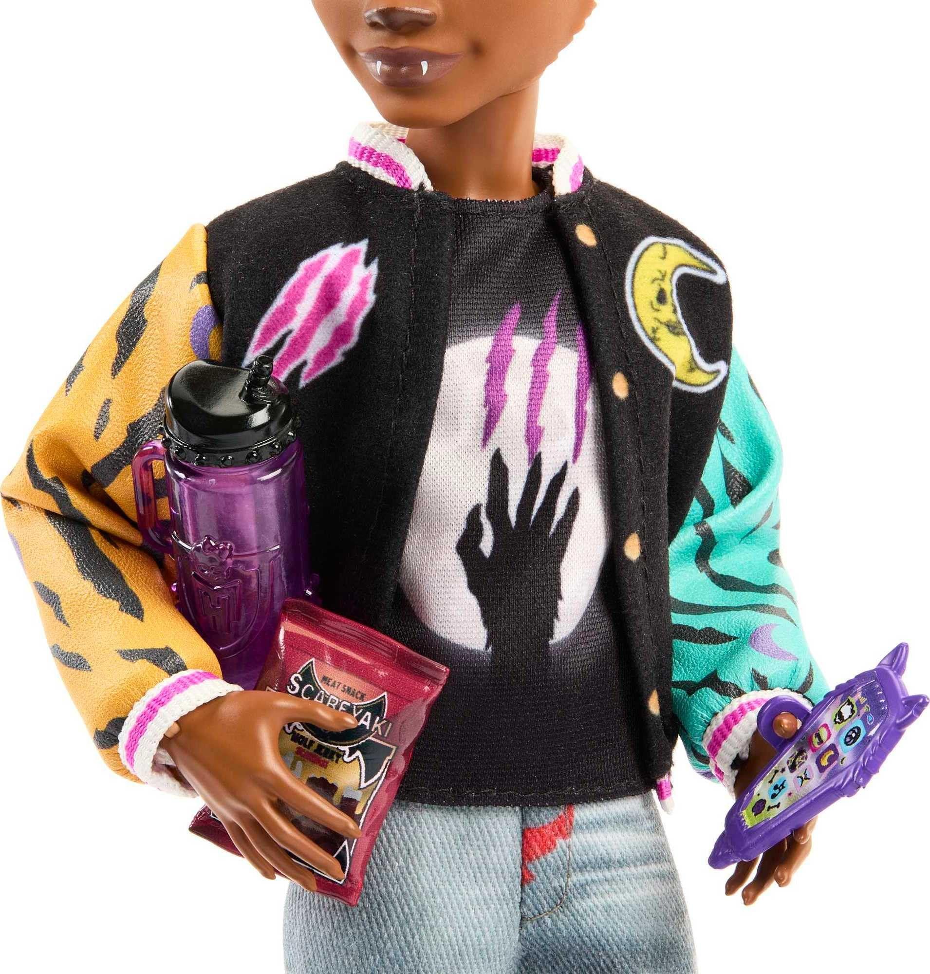 Doll Monster High Clawd Wolf con mascota, gárgola y bulldog-3