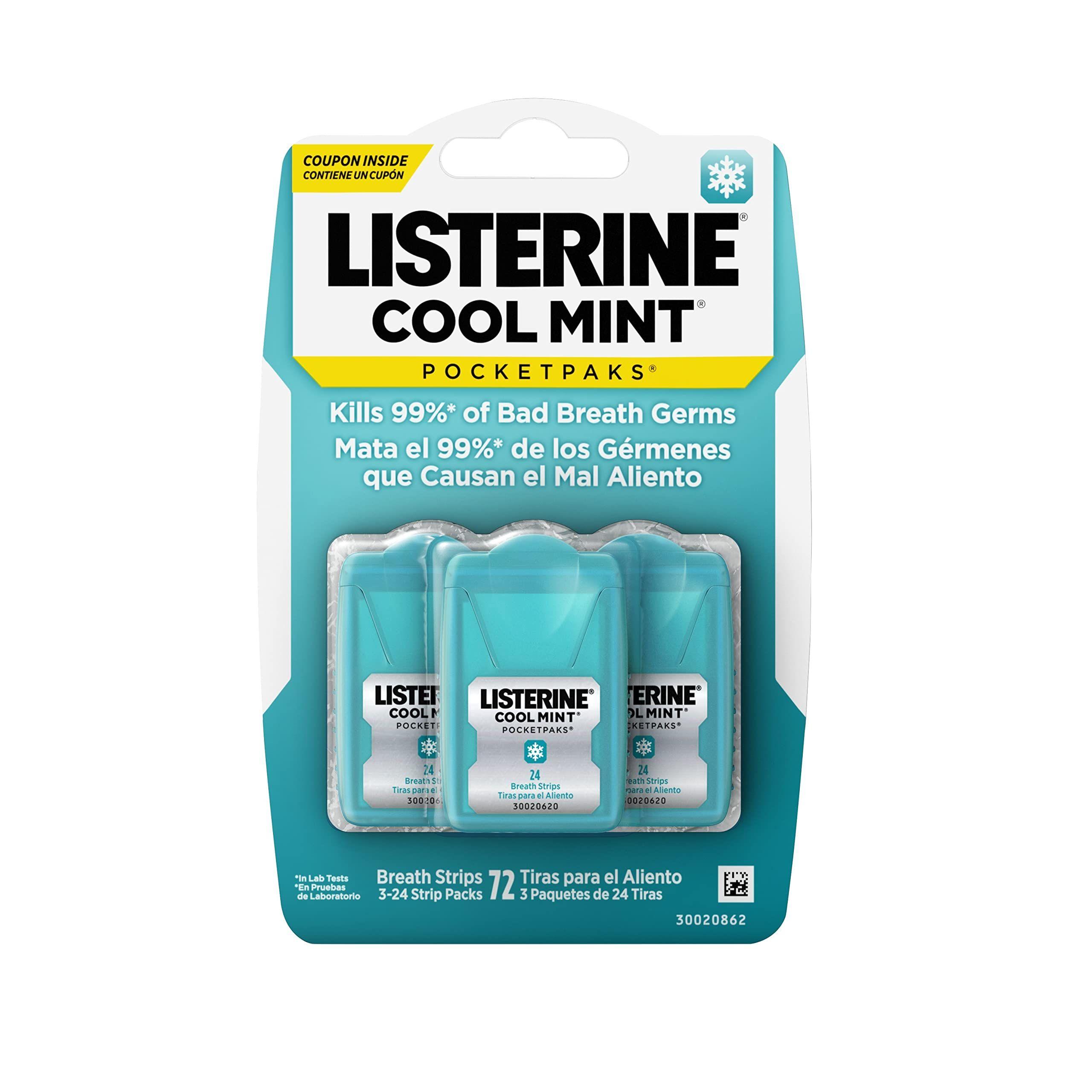 Tiras para el aliento Listerine Cool Mint Pocketpaks, 24 tiras x 3 paquetes-0