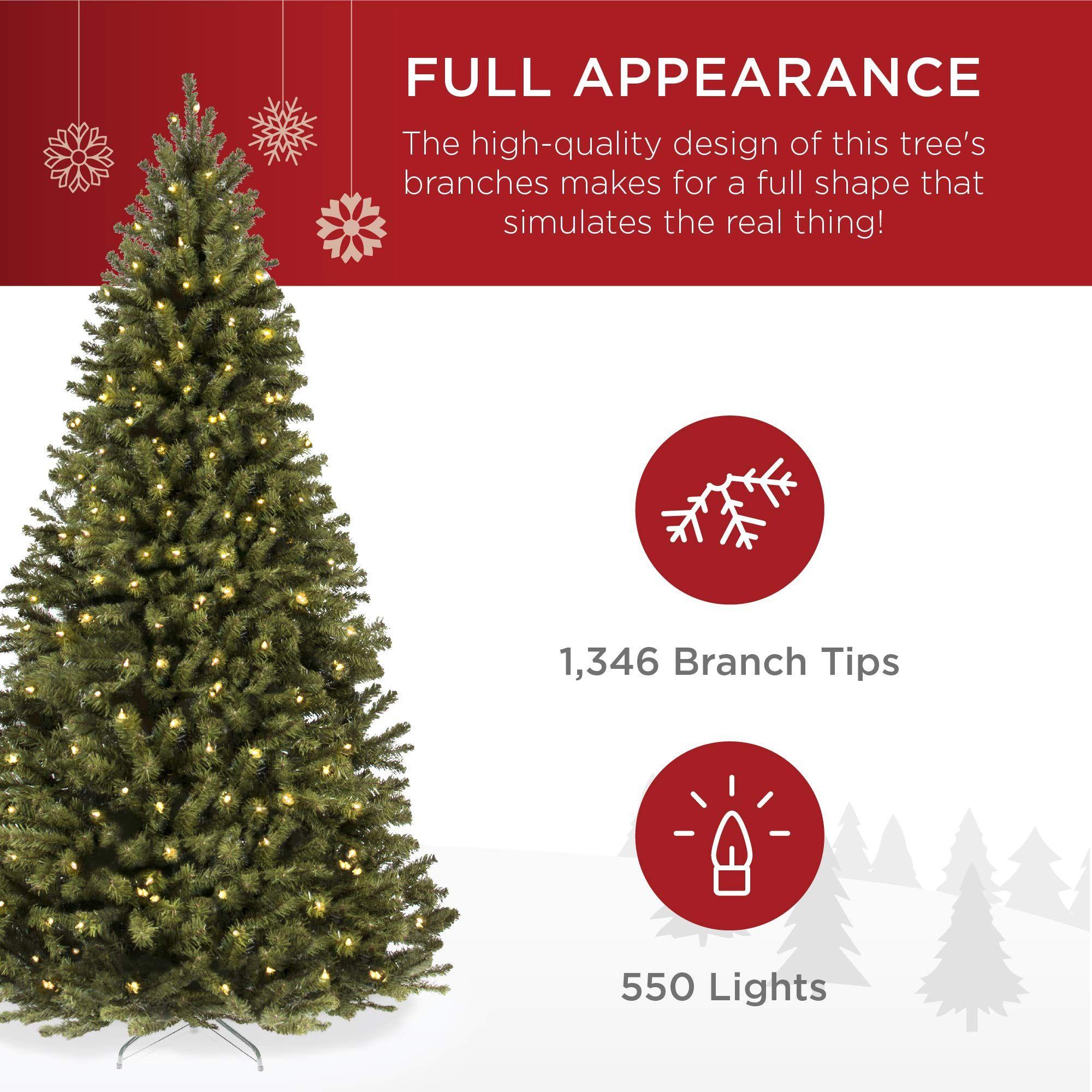 Árbol de Navidad Best Choice Products, 7.5 pies con 550 luces-1