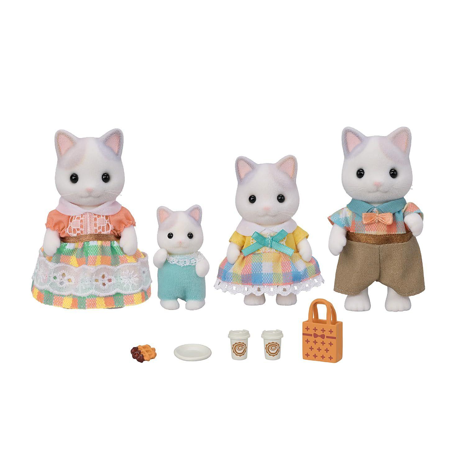Figuras de muñecas coleccionables Calico Critters Latte Cat Family-0