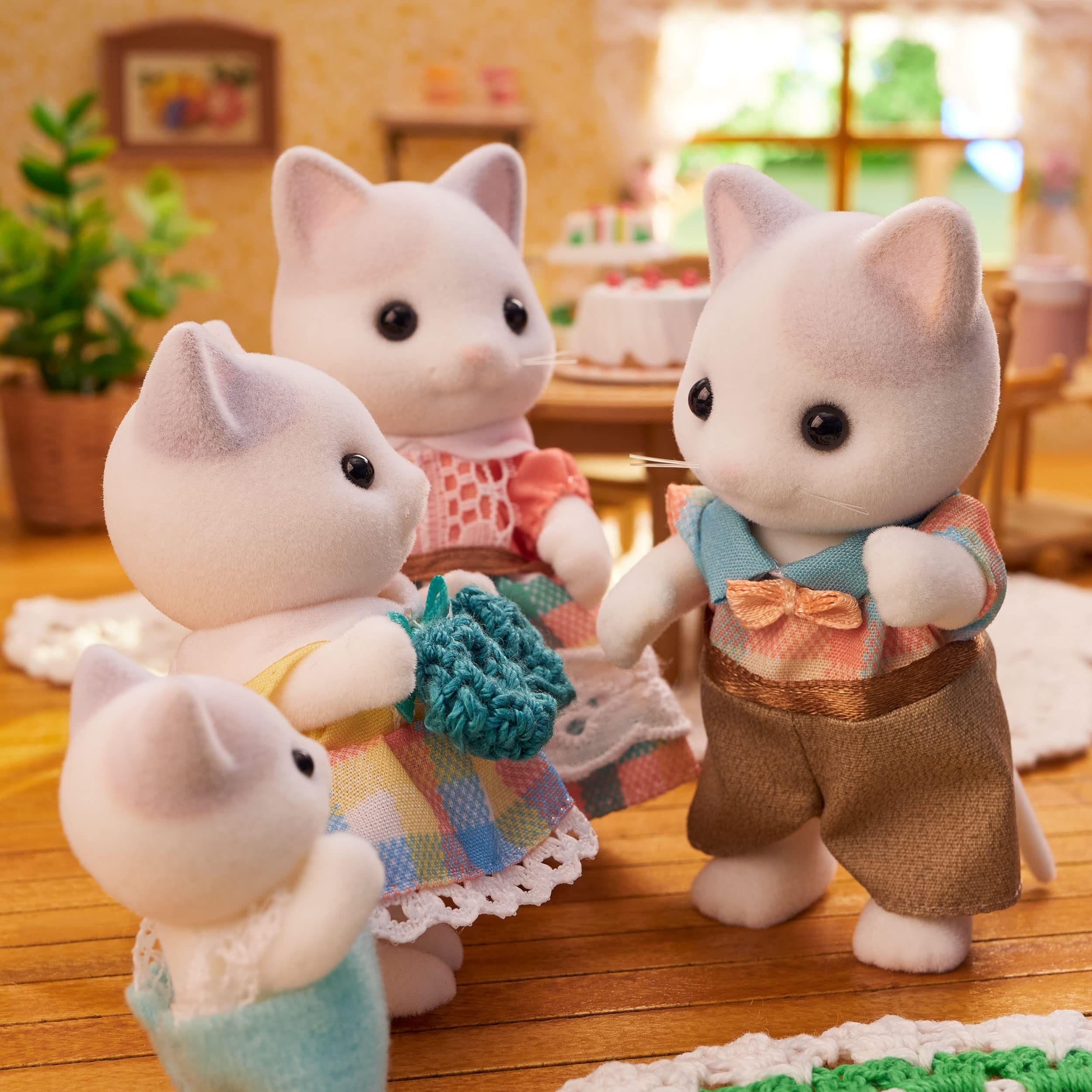 Figuras de muñecas coleccionables Calico Critters Latte Cat Family-4
