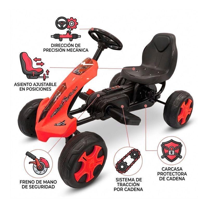 Auto Batería Go Kart Eléctrico Infantil Volt Rojo -4