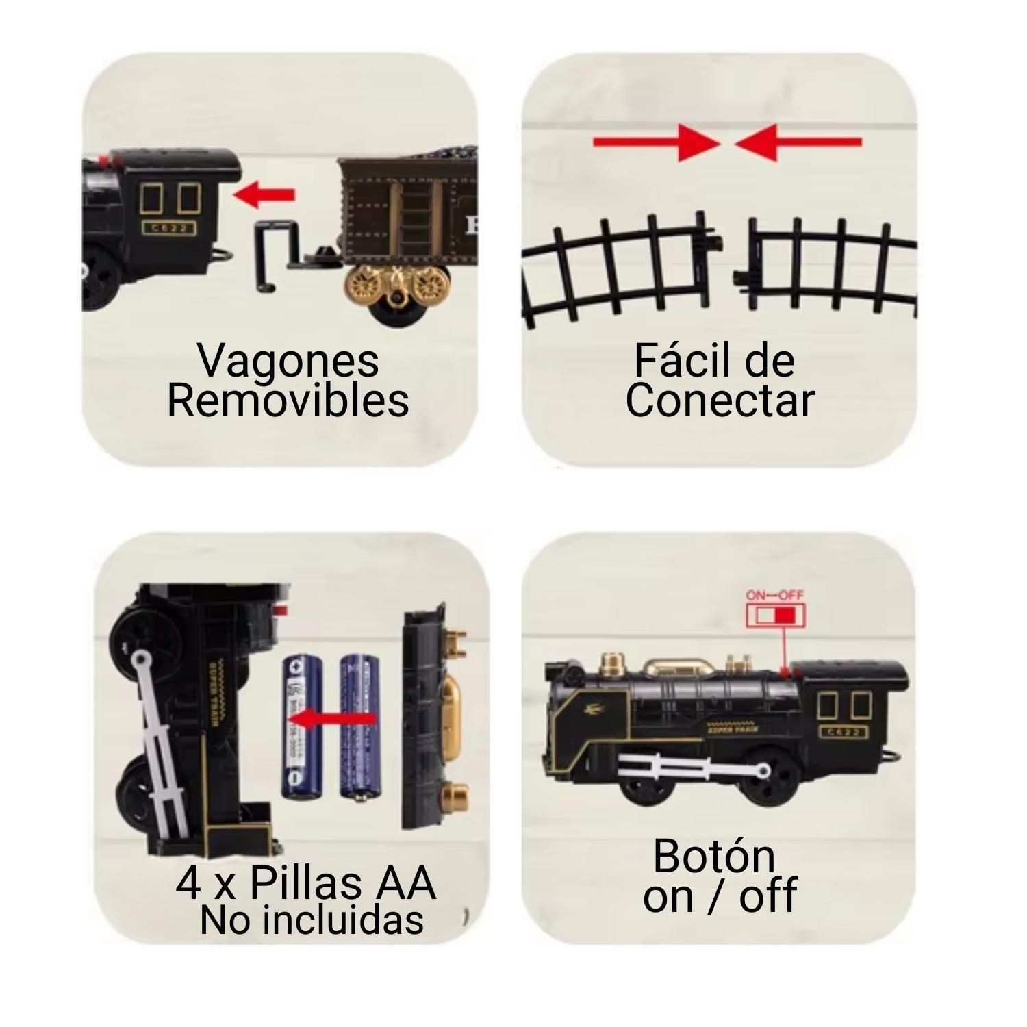 Tren De Juguete Pista 3 Vagones Camiones Luz Sonido Humo-8