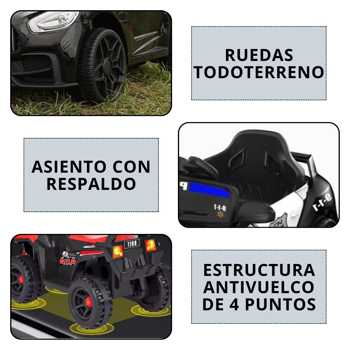 Auto Batería Eléctrico Infantil Policia Juguete-4