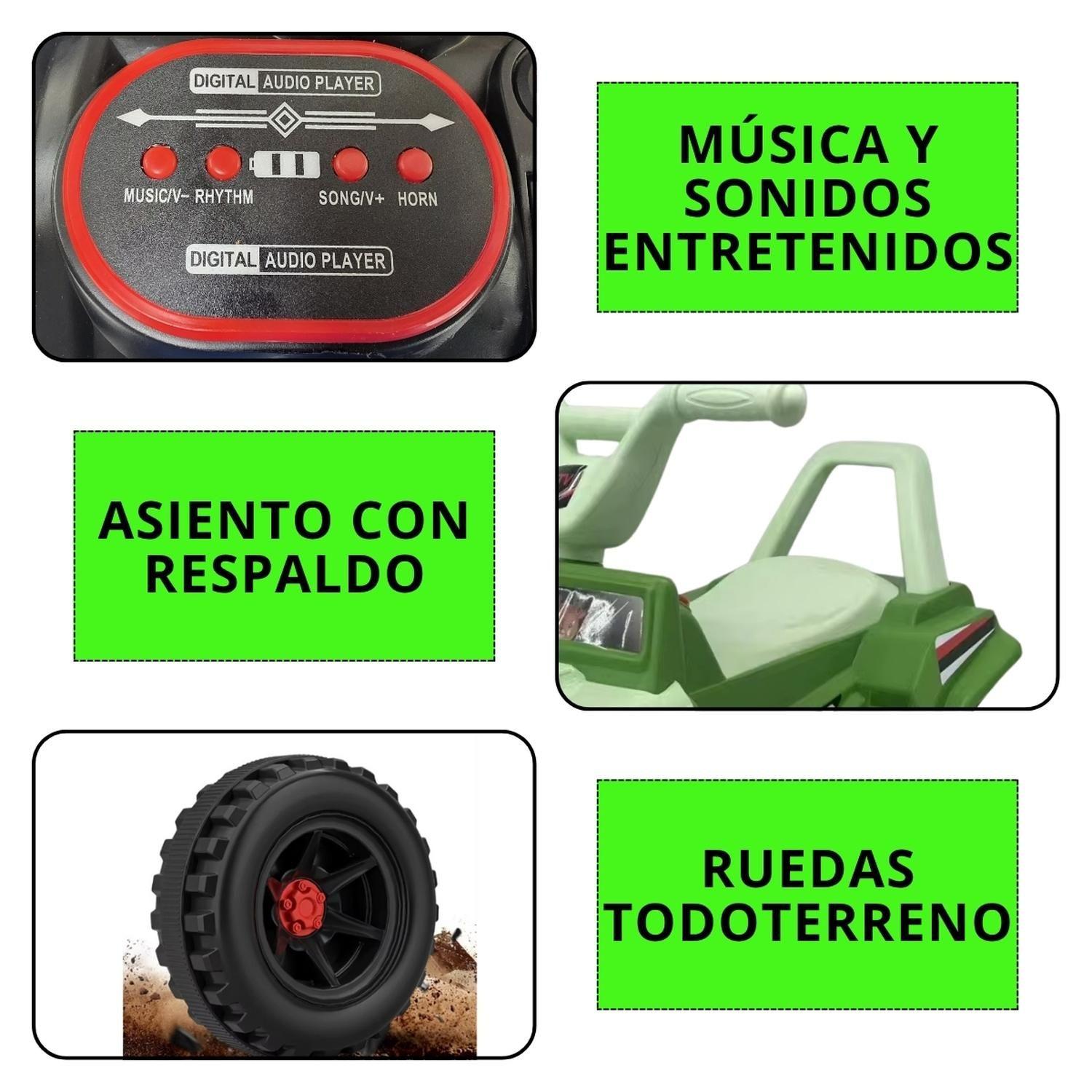 Moto Batería Eléctrico Infantil Rock Verde Juguete-2
