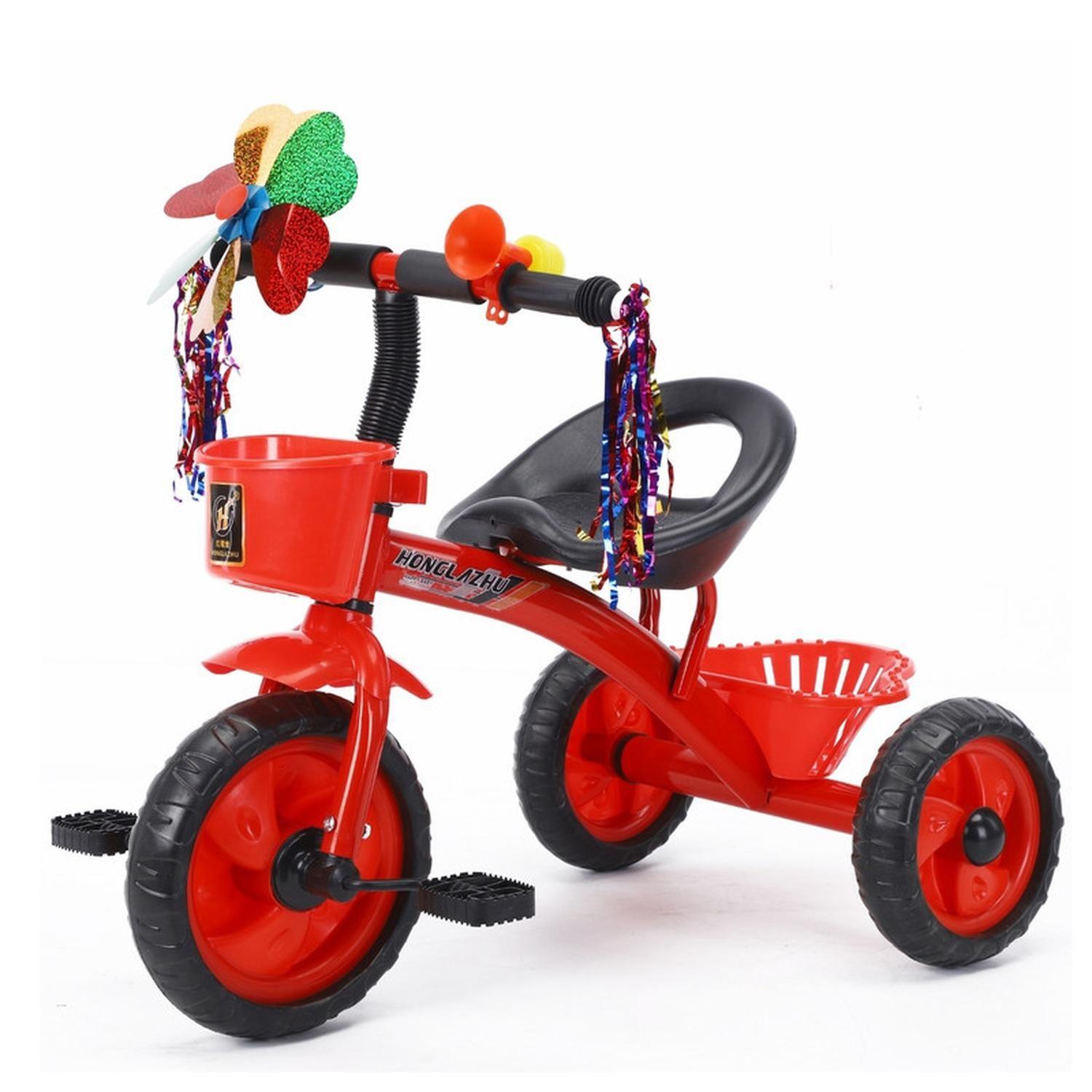 Triciclo Infantil Bici Con Canastos y Cintas Rojo-0