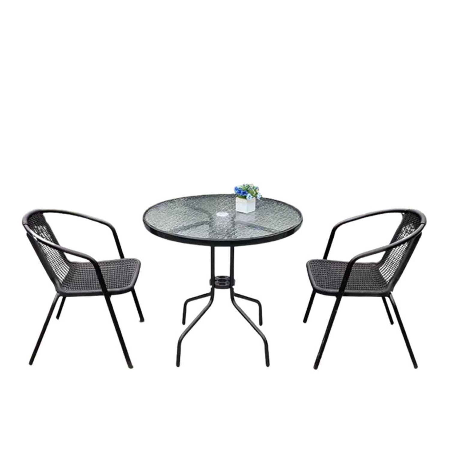 Juego De Terraza De Balcón Comedor Mesa Vidrio Kate 2 Sillas-0