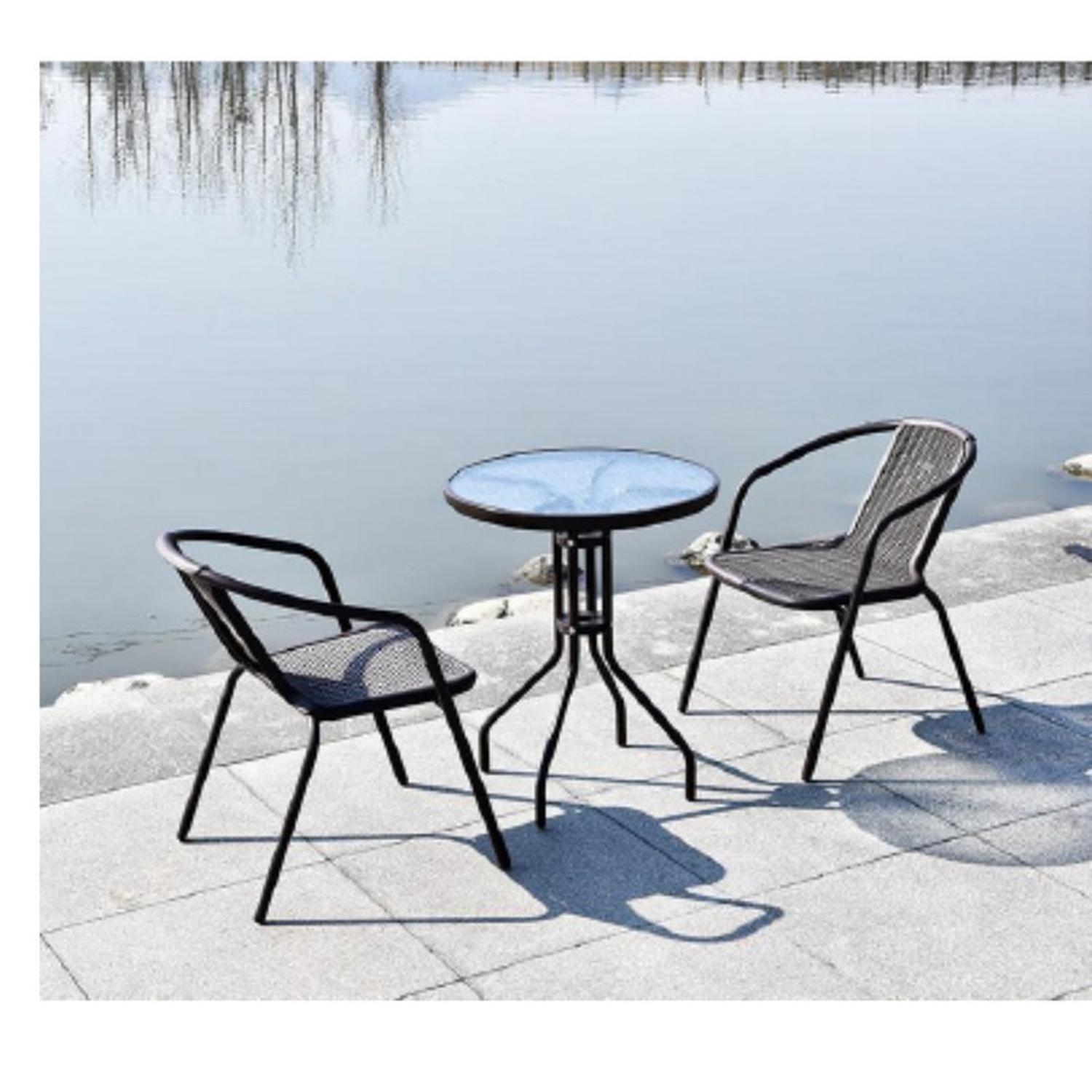Juego De Terraza De Balcón Comedor Mesa Vidrio Kate 2 Sillas-1