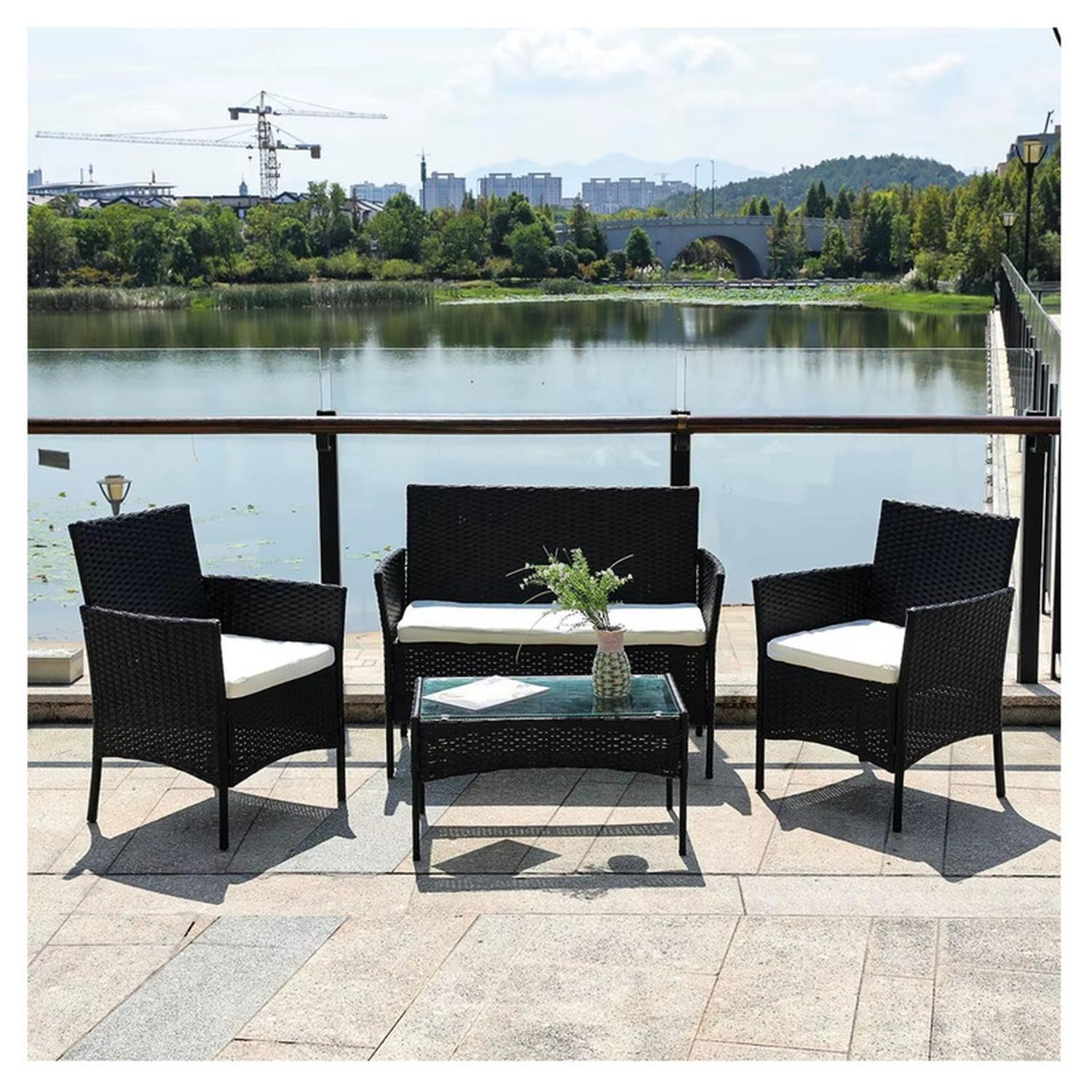 Juego De Terraza Living Ratán Sintético Saint James 4 Piezas-1