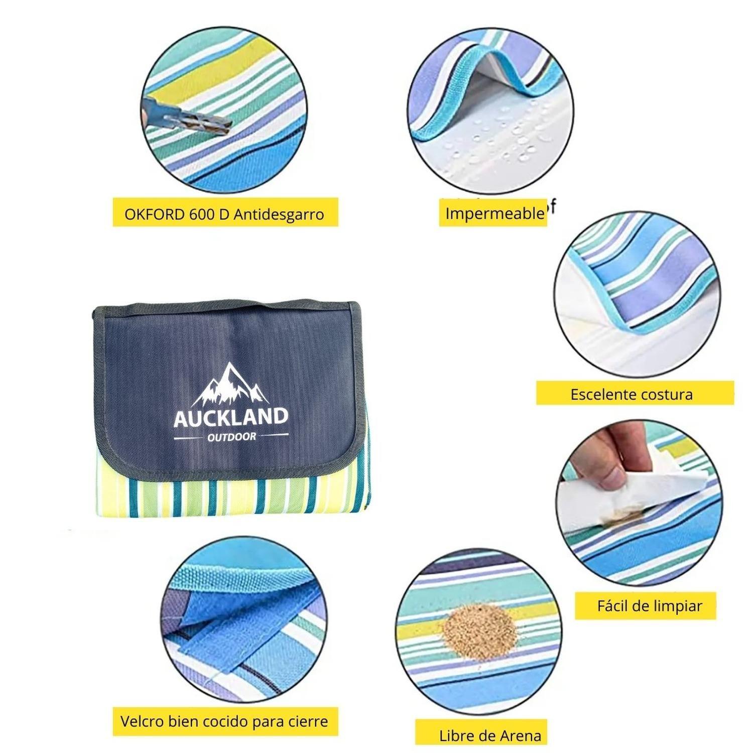 Manta de Picnic Impermeable 150 x 180 Rayas Verde-3