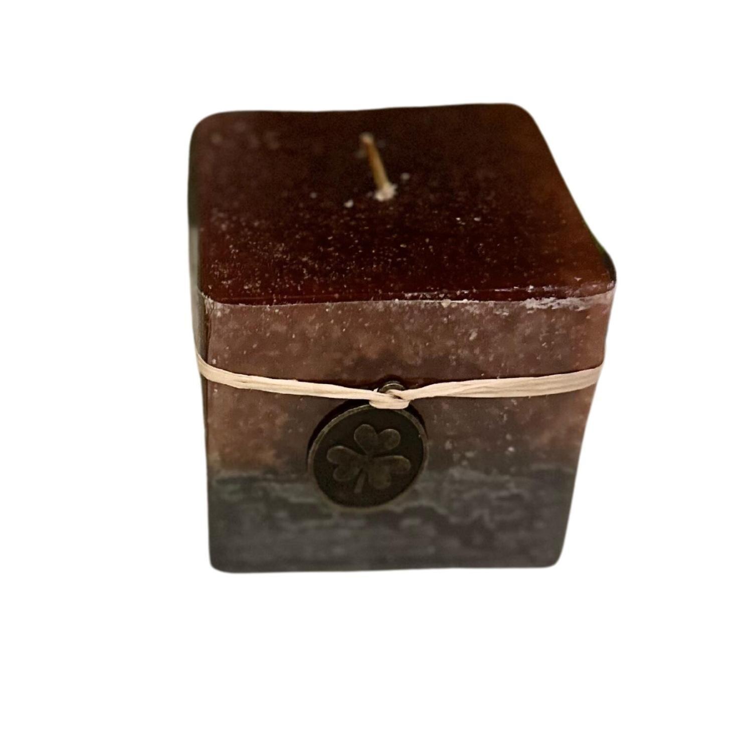 Vela Cubo Decorativa Aromatica Textura 2 Unid Caramel Negro-2