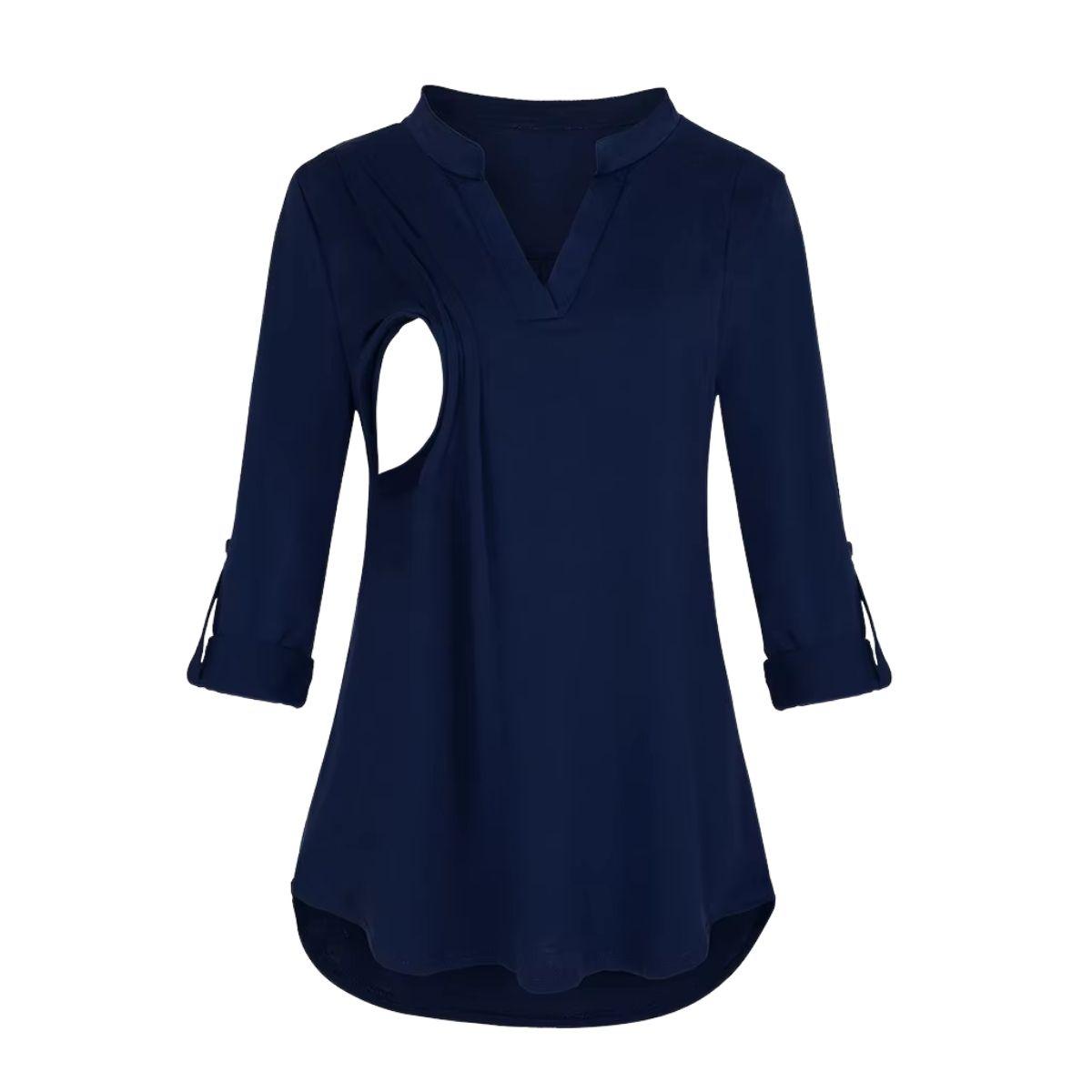 Polera Lactancia Maternidad Camisa Manga Larga Azul-0