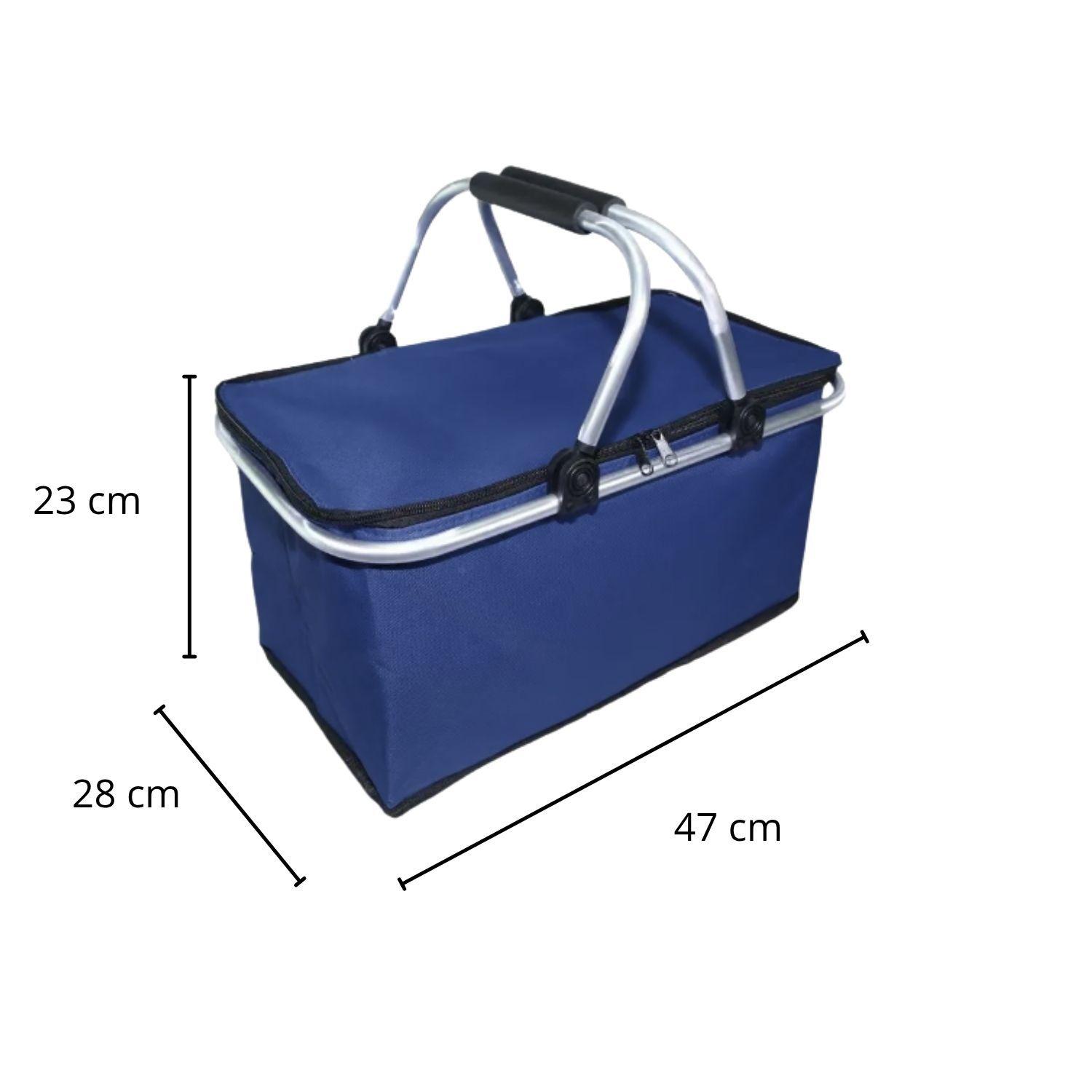 Bolso Termico Plegable Azul Cooler Canasta Picnic-3