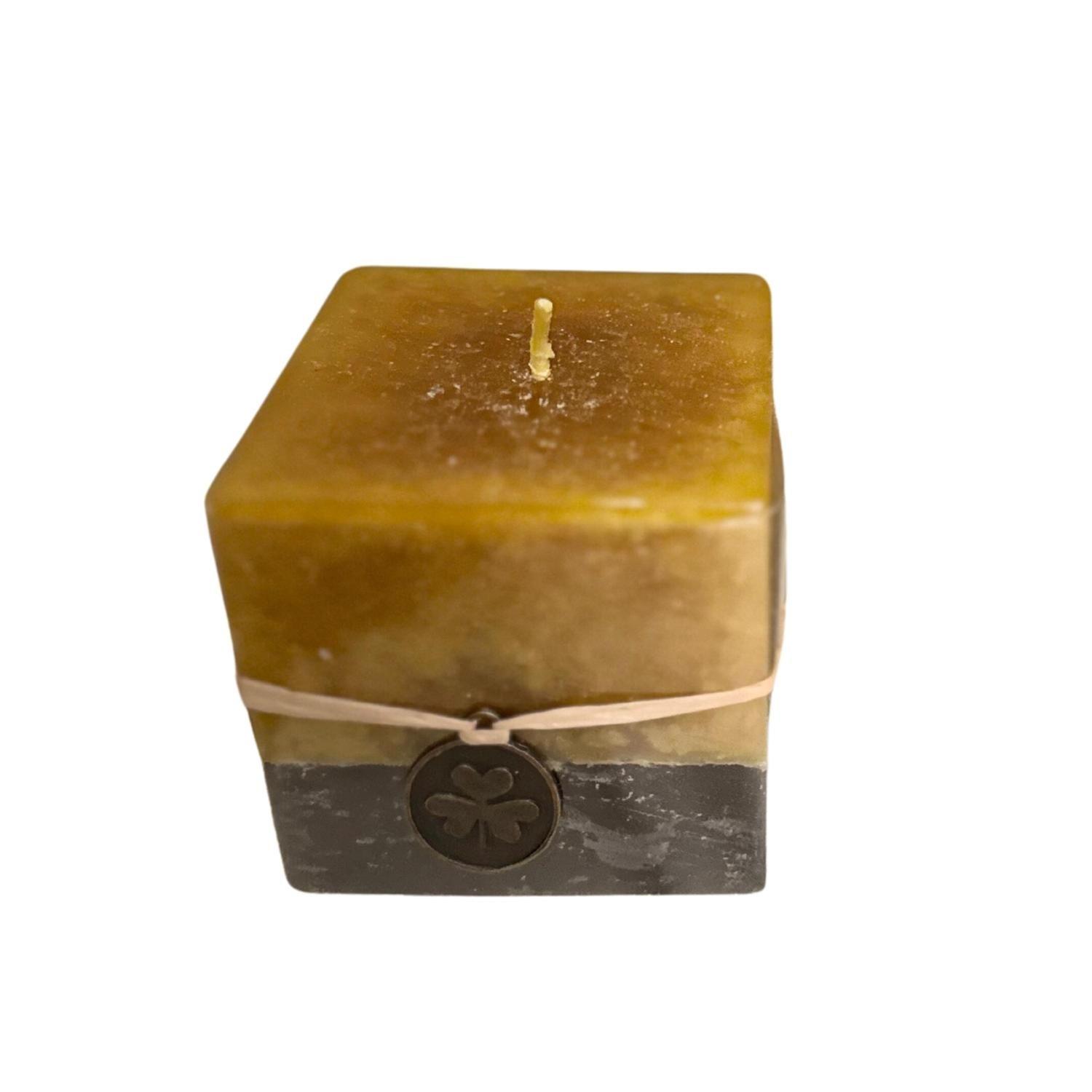 Vela Cubo Decorativa Aromatica Textura 2 Unid Amarillo Negro-2