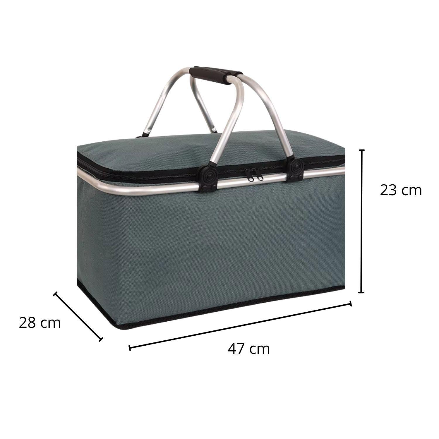 Bolso Termico Plegable Gris Cooler Canasta Picnic-1