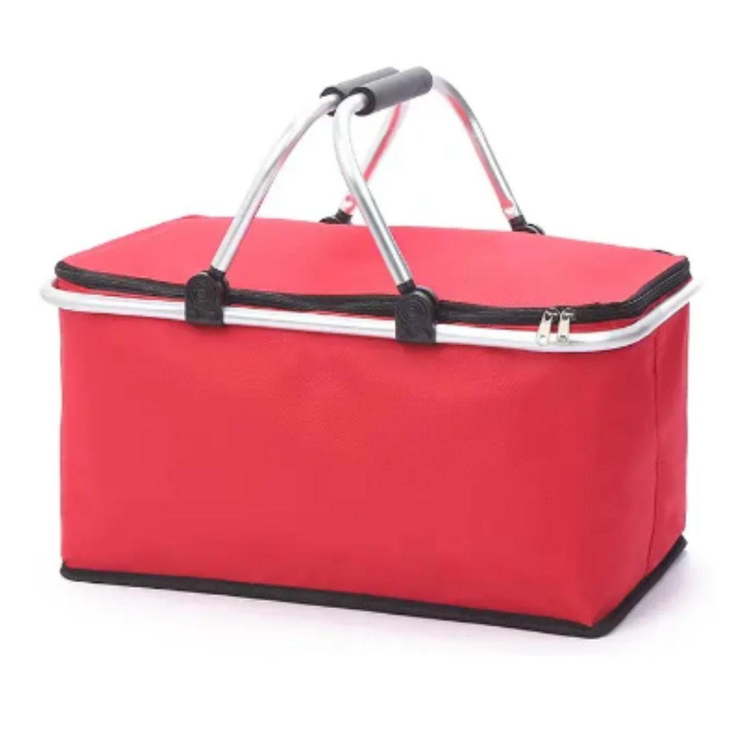 Bolso Termico Plegable Rojo Cooler Canasta Picnic-0