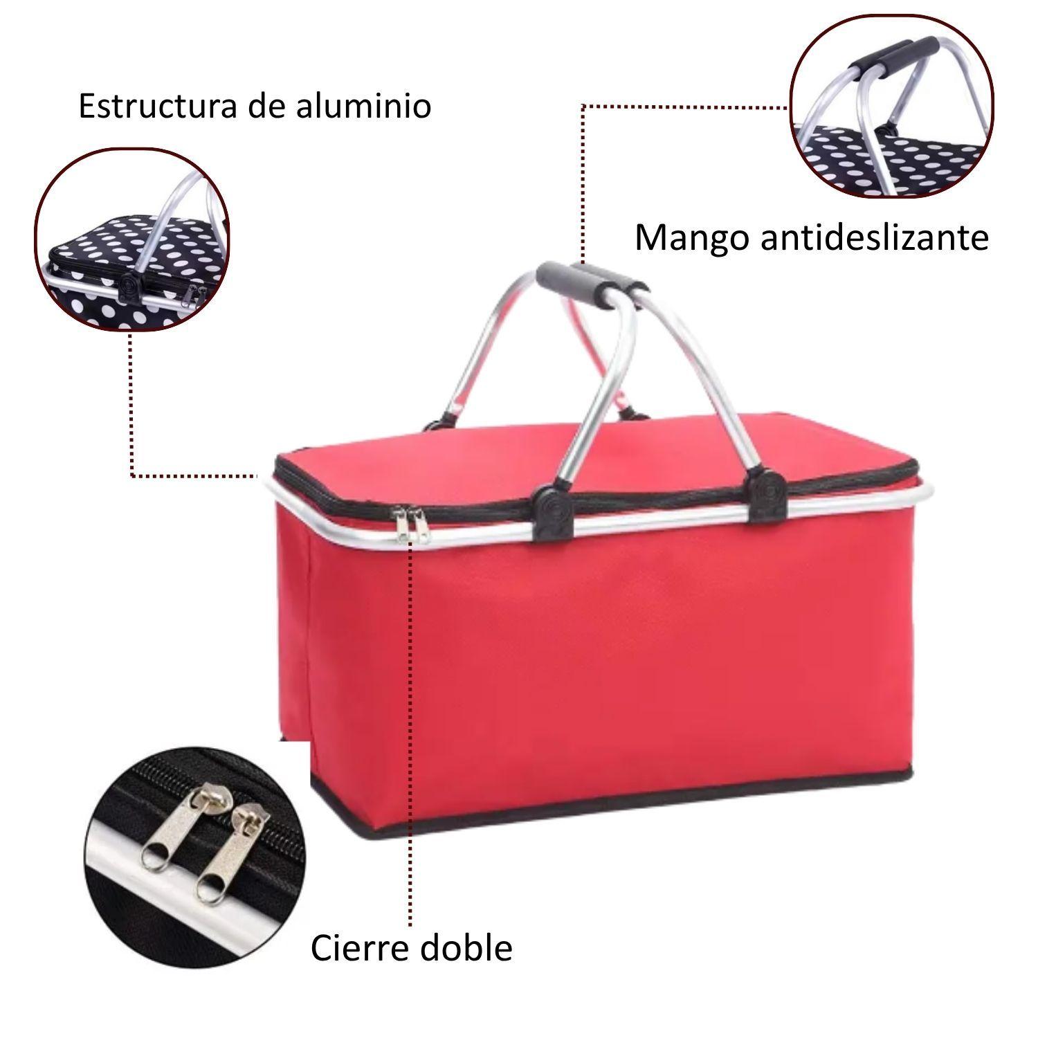 Bolso Termico Plegable Rojo Cooler Canasta Picnic-5
