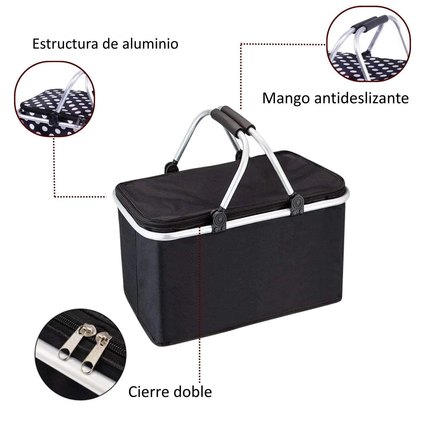 Bolso Termico Plegable Negro Cooler Canasta Picnic-4
