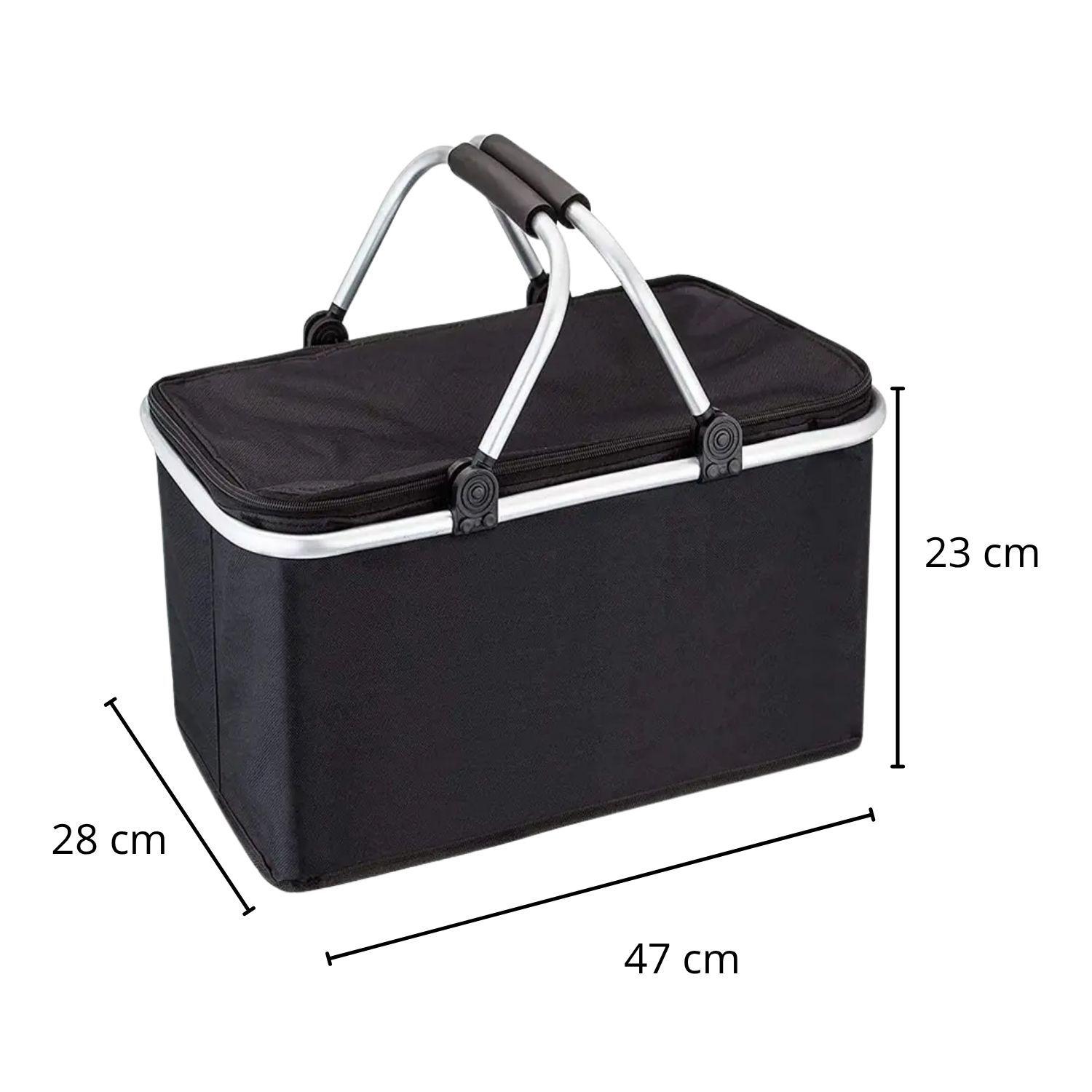 Bolso Termico Plegable Negro Cooler Canasta Picnic-5