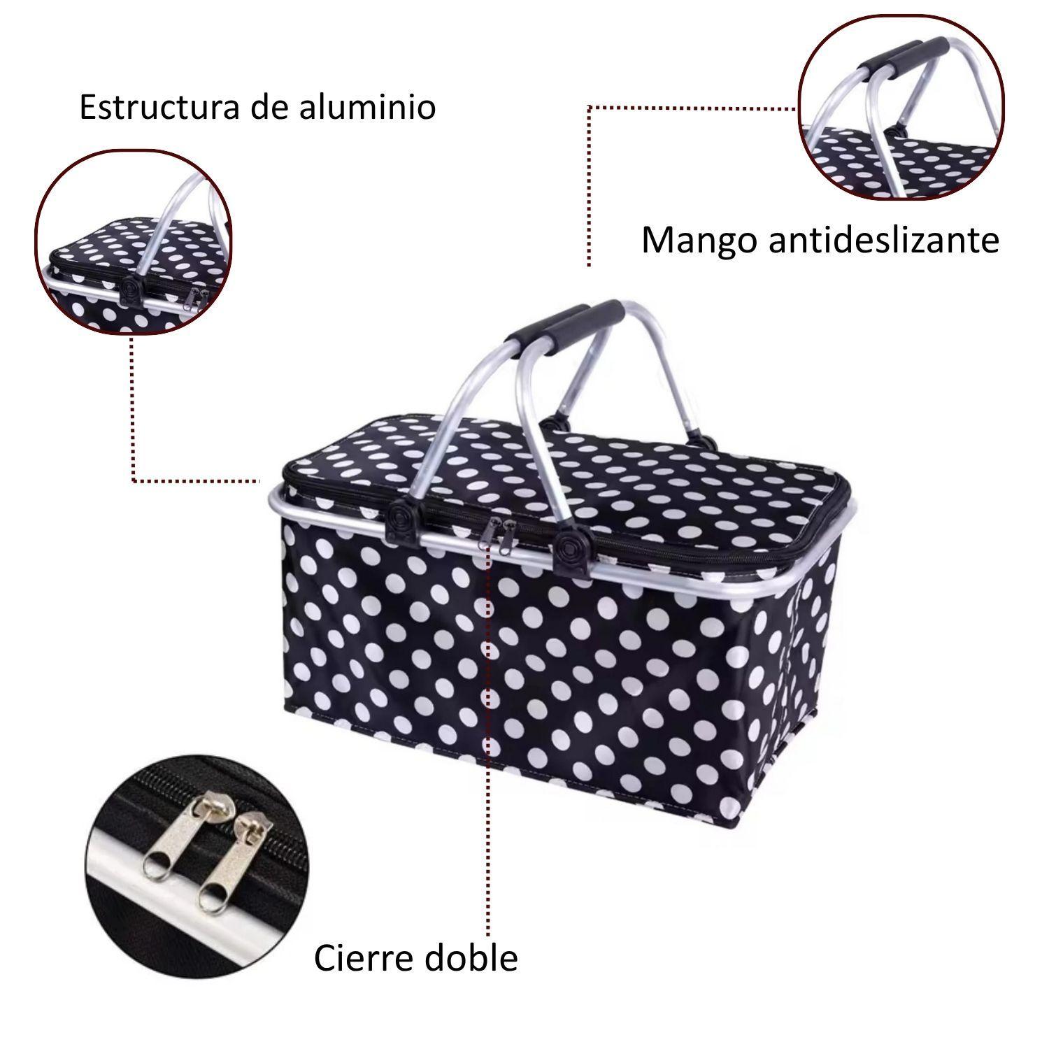 Bolso Termico Plegable Puntos Cooler Canasta Picnic-3