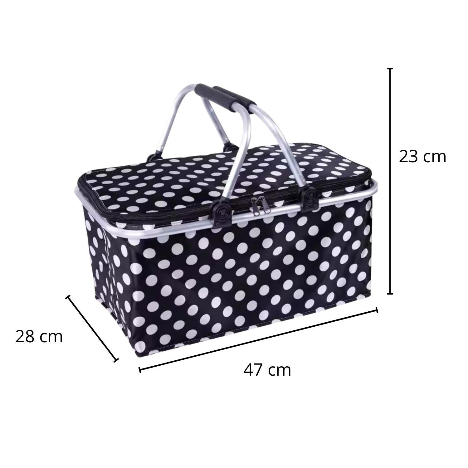 Bolso Termico Plegable Puntos Cooler Canasta Picnic-4