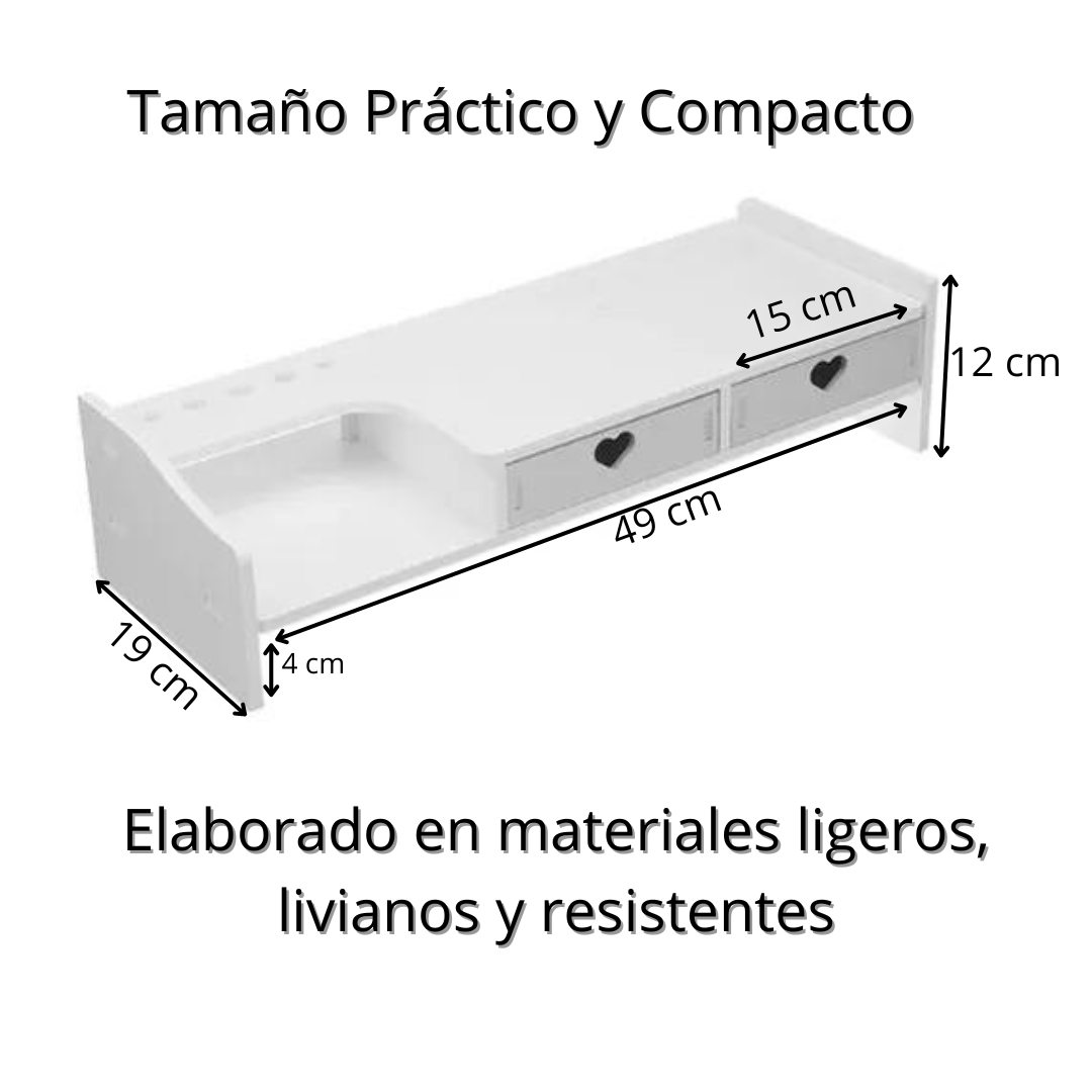 Organizador de Escritorio Elevador de Monitor 2 Cajones-3