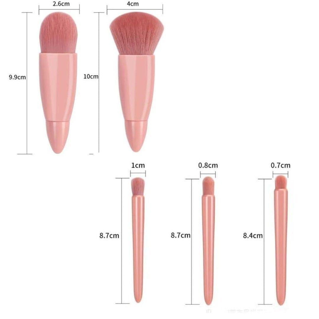 Kit 5 Brochas De Maquillaje Estuche Con Espejo Portátil De Viaje-1
