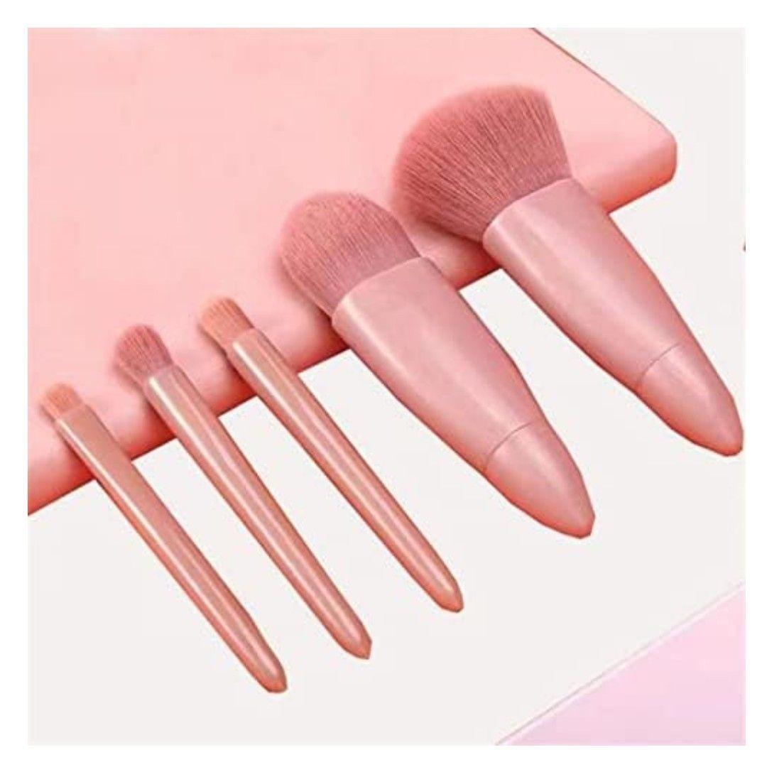 Kit 5 Brochas De Maquillaje Estuche Con Espejo Portátil De Viaje-4