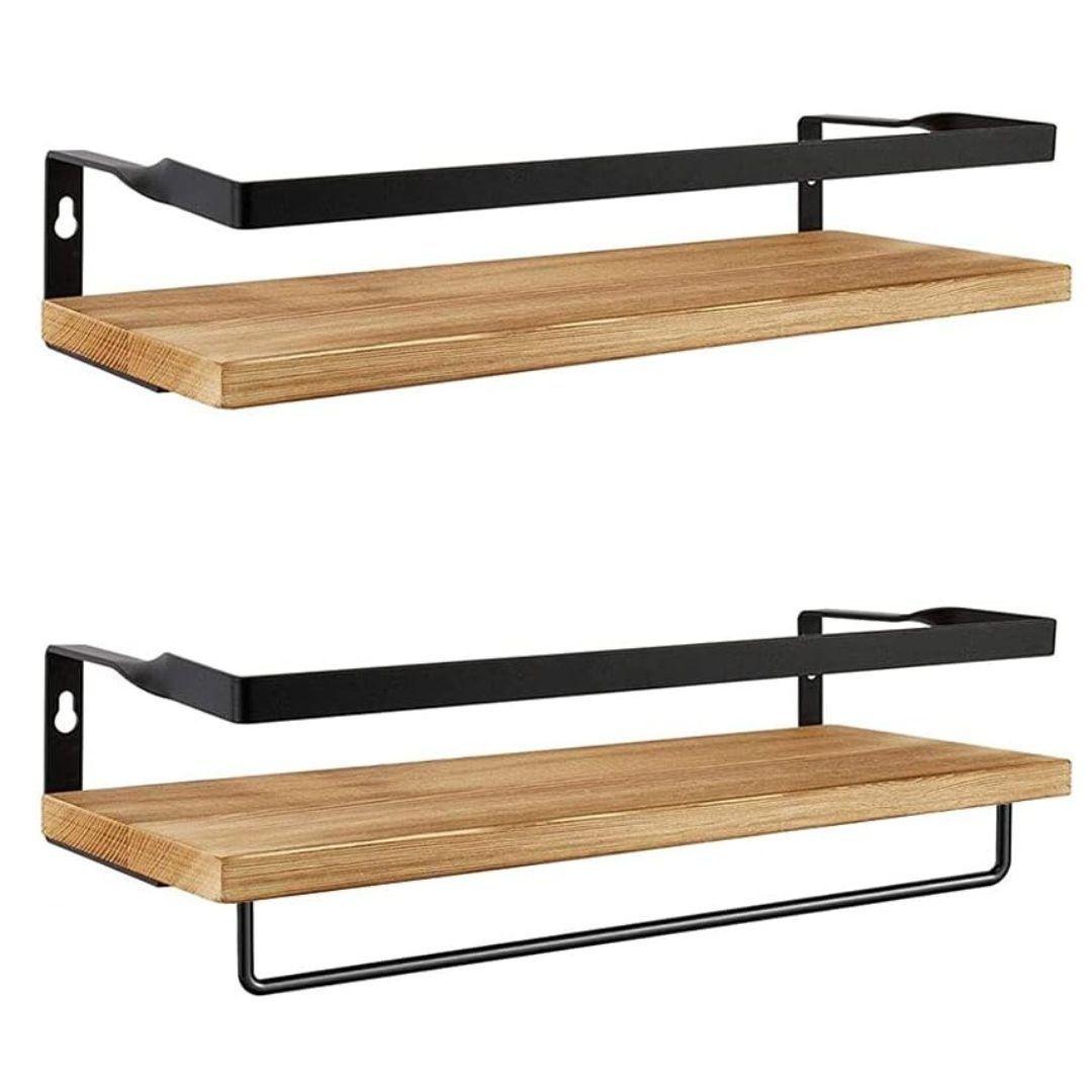 Kit 2 Repisas Flotantes De Madera Organizador Hogar Decoración-0