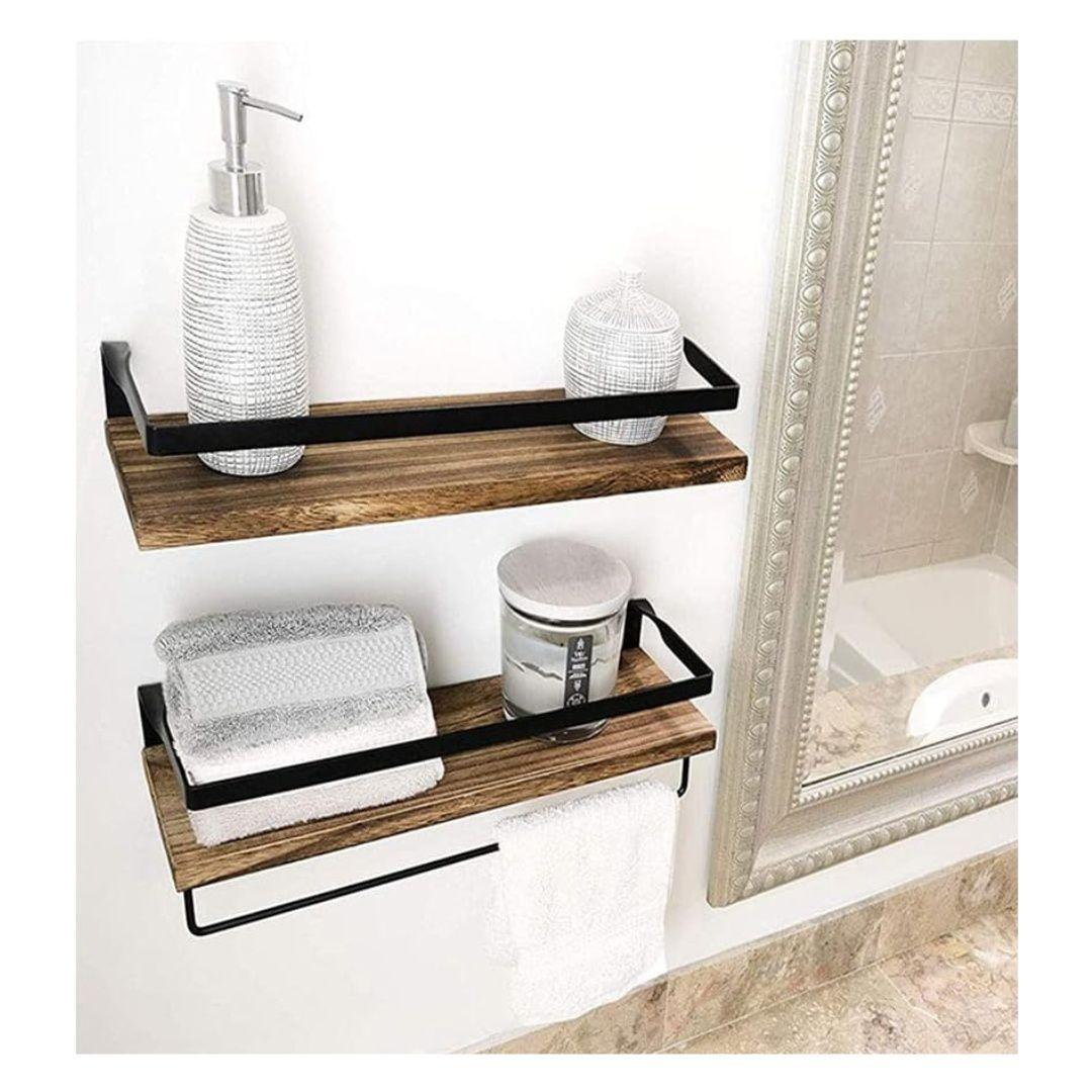 Kit 2 Repisas Flotantes De Madera Organizador Hogar Decoración-4