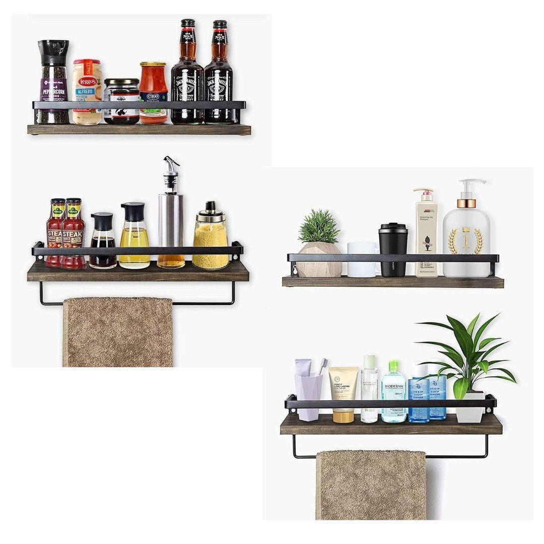 Kit 2 Repisas Flotantes De Madera Organizador Hogar Decoración-5