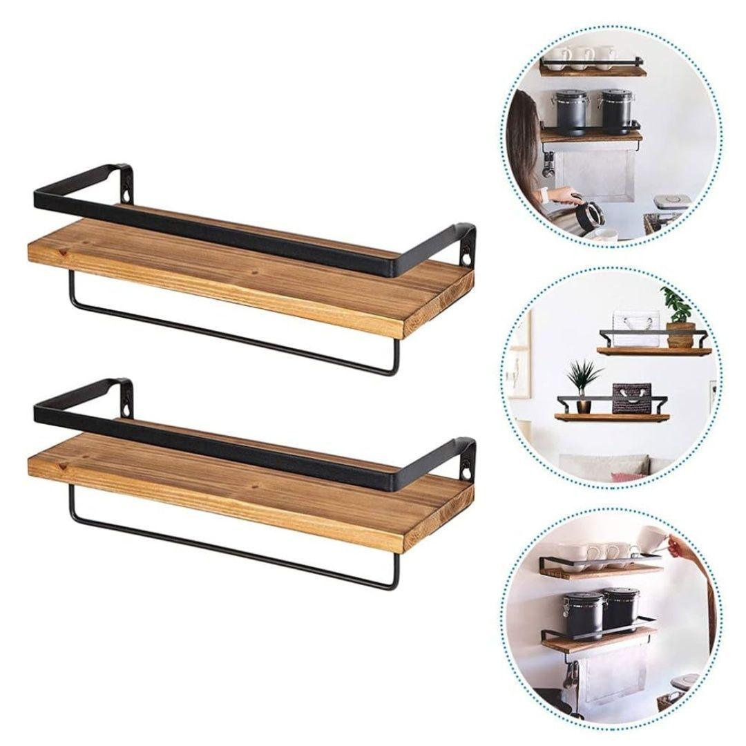 Kit 2 Repisas Flotantes De Madera Organizador Hogar Decoración-6