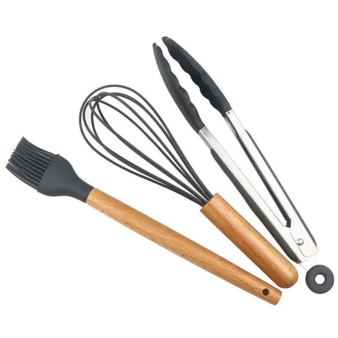 Kit 11 Utensilios De Cocina Set Espátulas De Silicona Antiadherente-3