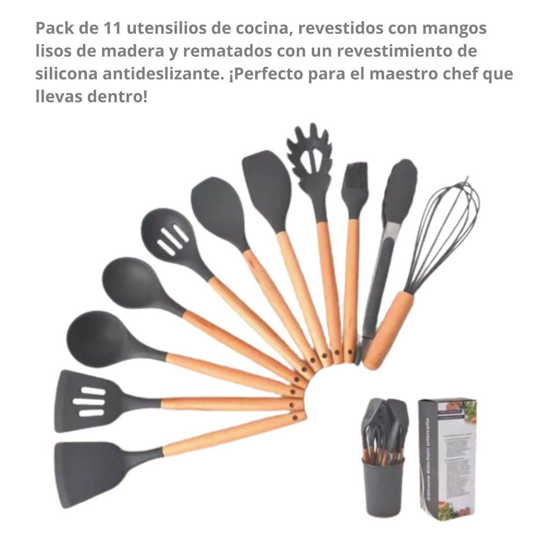 Kit 11 Utensilios De Cocina Set Espátulas De Silicona Antiadherente-4