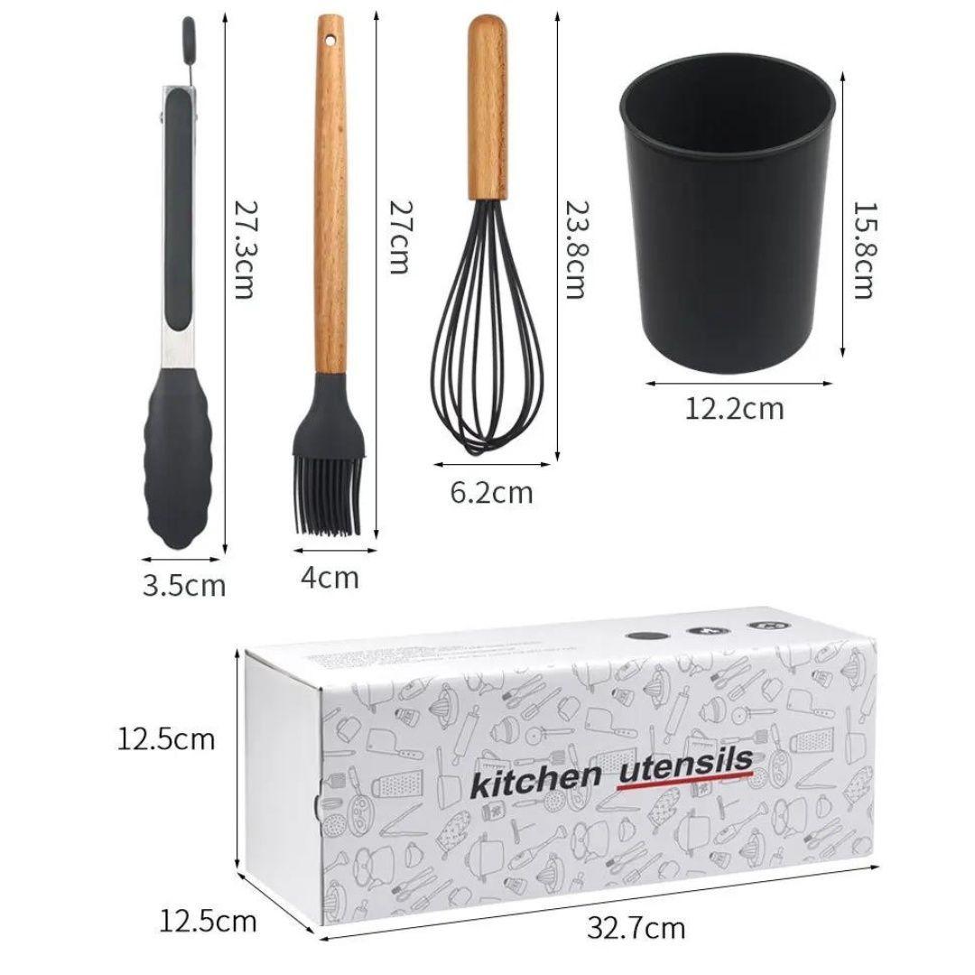 Kit 11 Utensilios De Cocina Set Espátulas De Silicona Antiadherente-7
