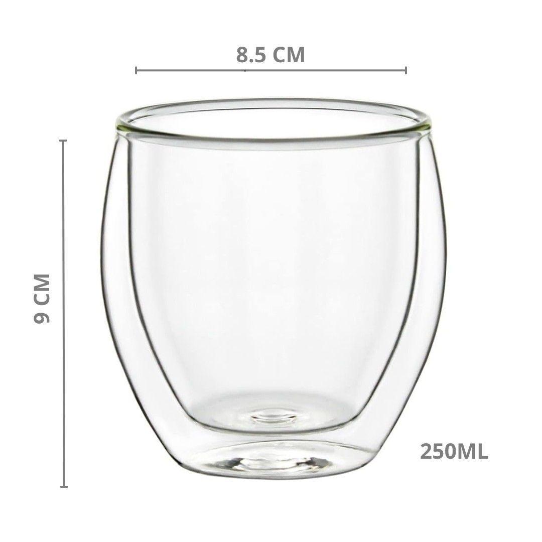Kit 4 Tazas De Café Doble Pared 250ml Vasos Utensilio Cocina -1