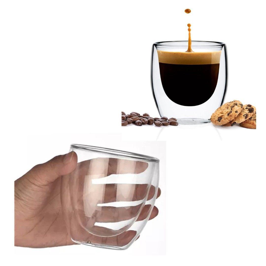 Kit 4 Tazas De Café Doble Pared 250ml Vasos Utensilio Cocina -2