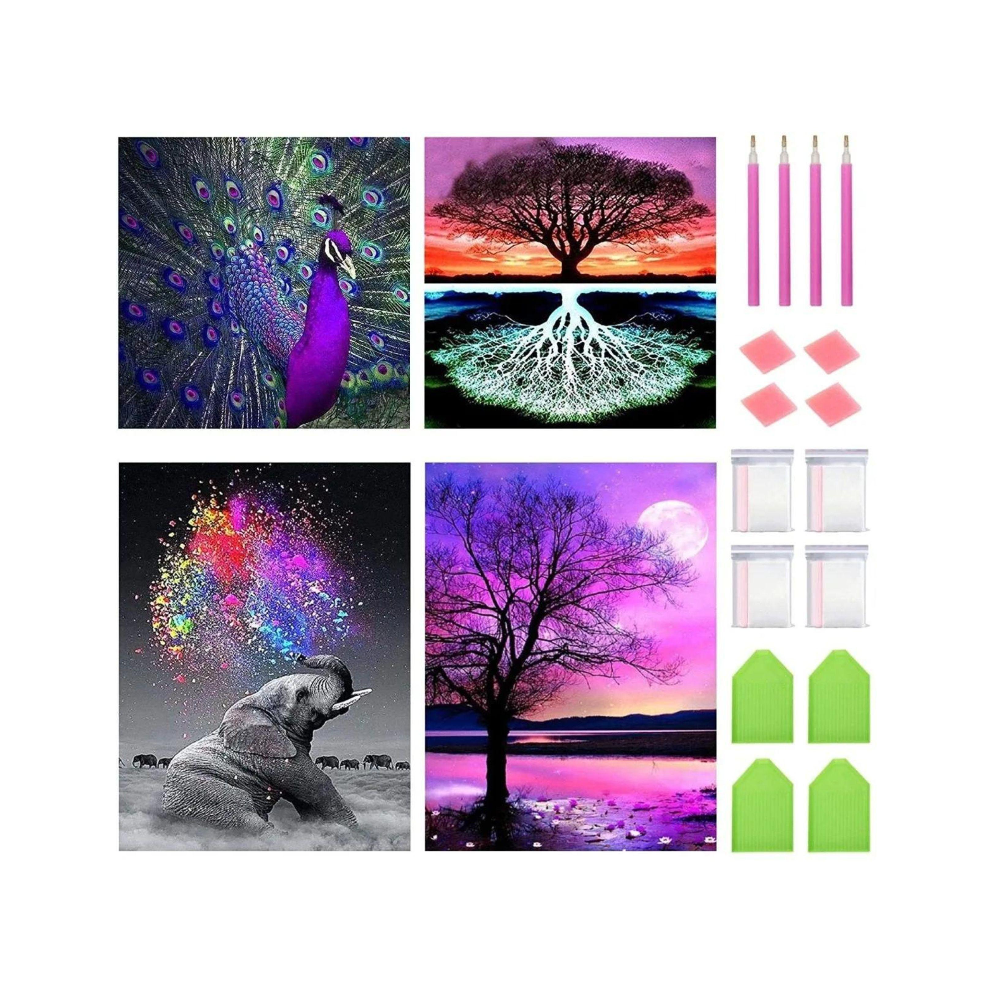 4 Kits de Pintura De Diamante 5d Arte y Manualidades-0