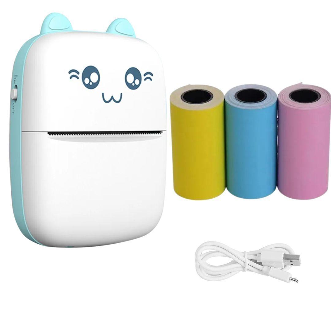 Mini Impresora Térmica Portátil + 3 Papel Adhesivo Colores-0