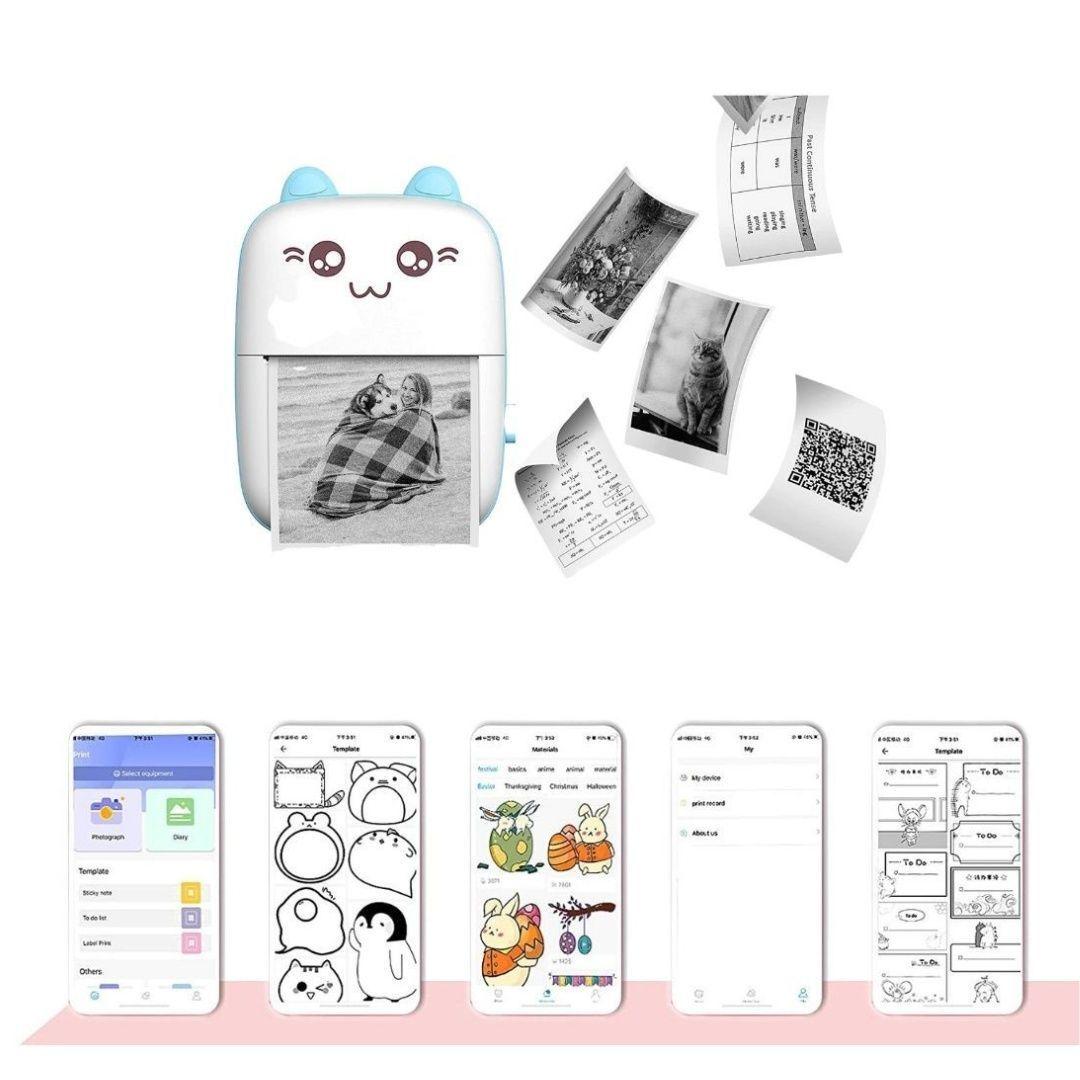 Mini Impresora Térmica Portátil + 3 Papel Adhesivo Colores-3