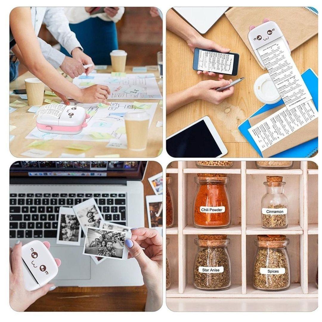 Mini Impresora Térmica Portátil + 3 Papel Adhesivo Colores-5