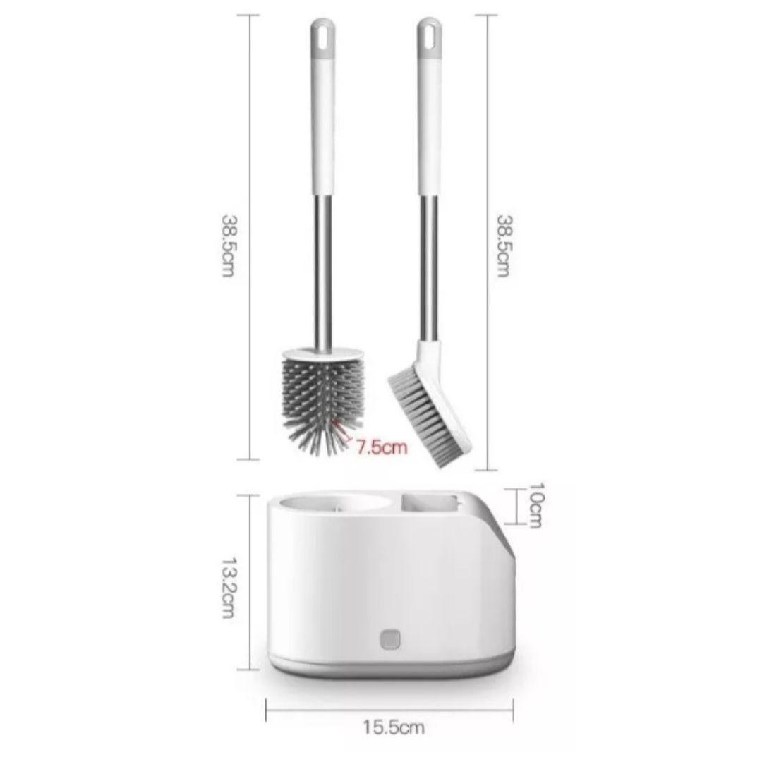 Kit Cepillo De Baño Doble Con Base Accesorio Limpieza Hogar-1
